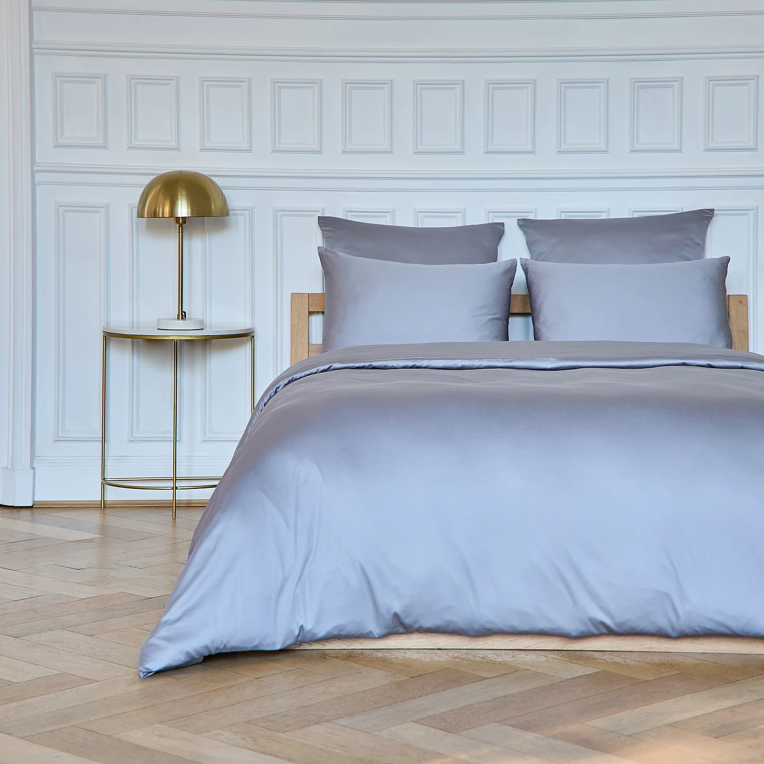 Taie d'oreiller en satin de coton - 50 x 70 cm - Gris argenté - 7