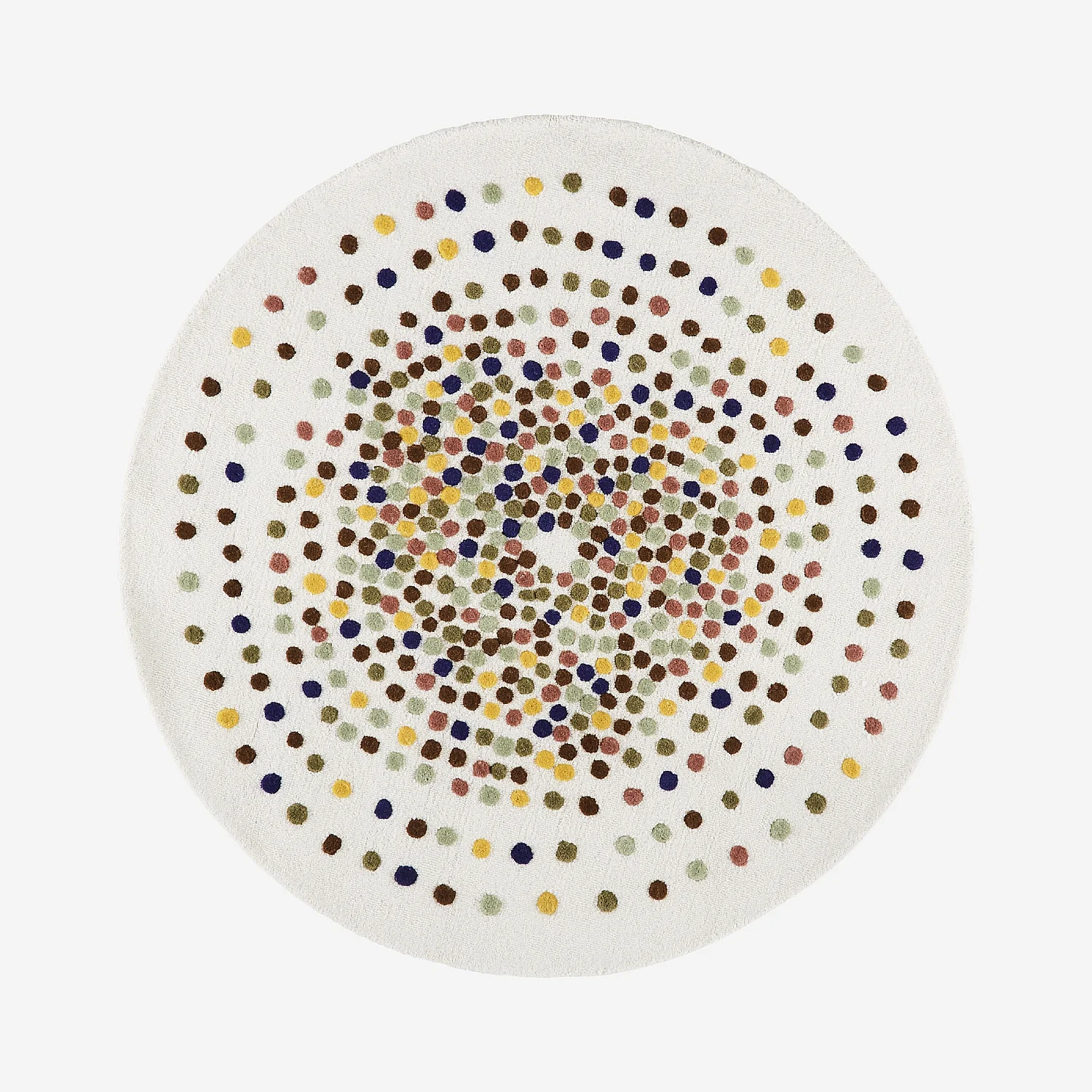Tapis rond tufté en laine - 150cm  - Beige et multicolore - Design by Floriane Jacques - 2