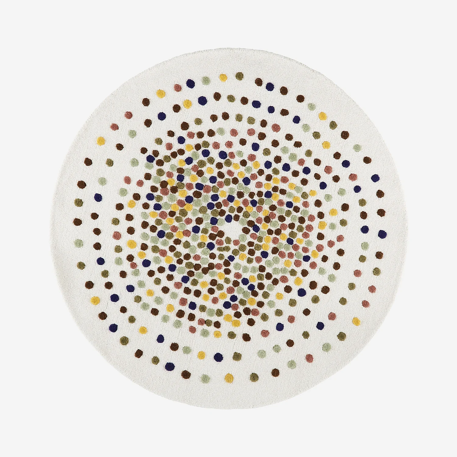 Tappeto rotondo in lana 150cm - Beige e multicolore - Design di Floriane Jacques - 2