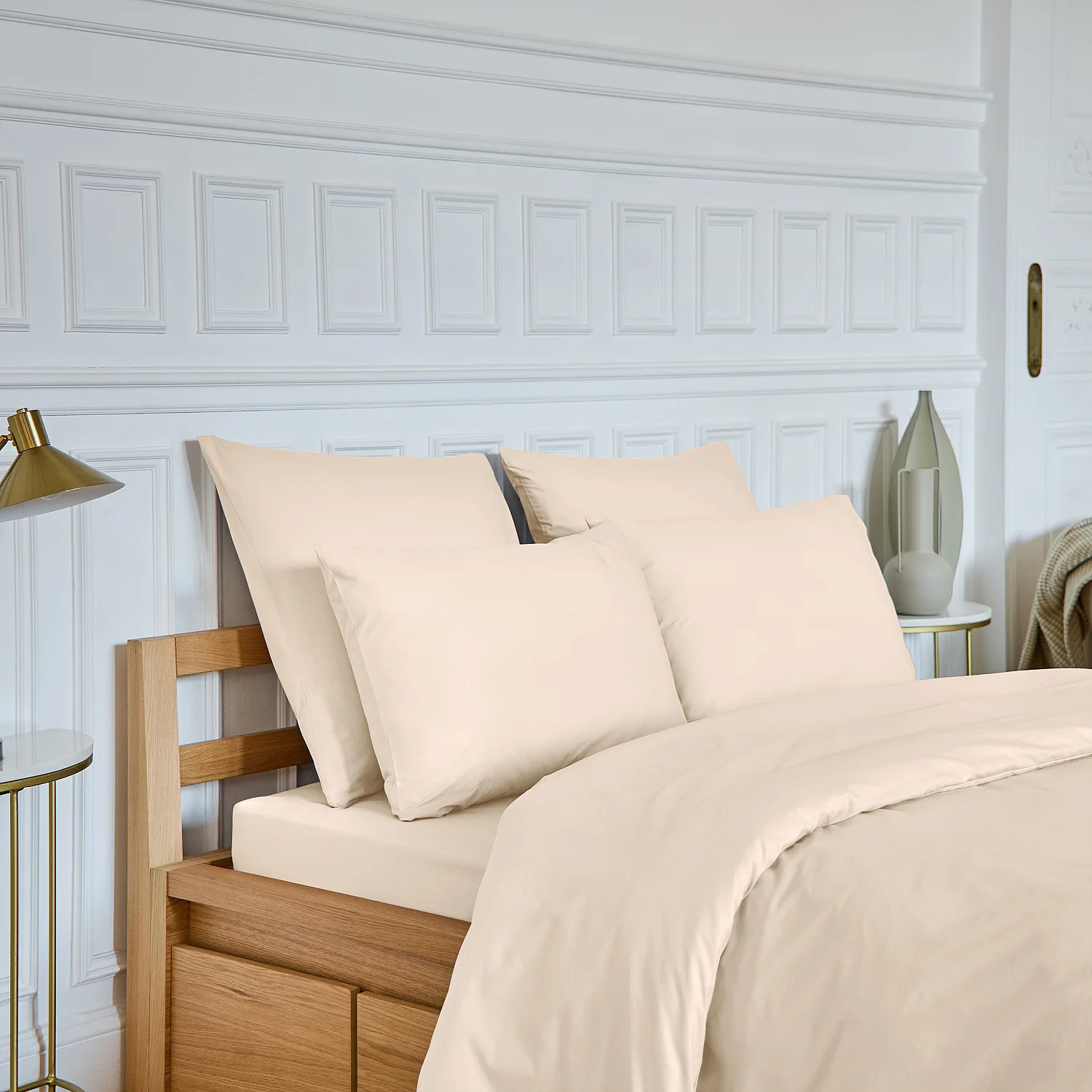 Taie d'oreiller en percale de coton - 65 x 65 cm - Ivoire - 1