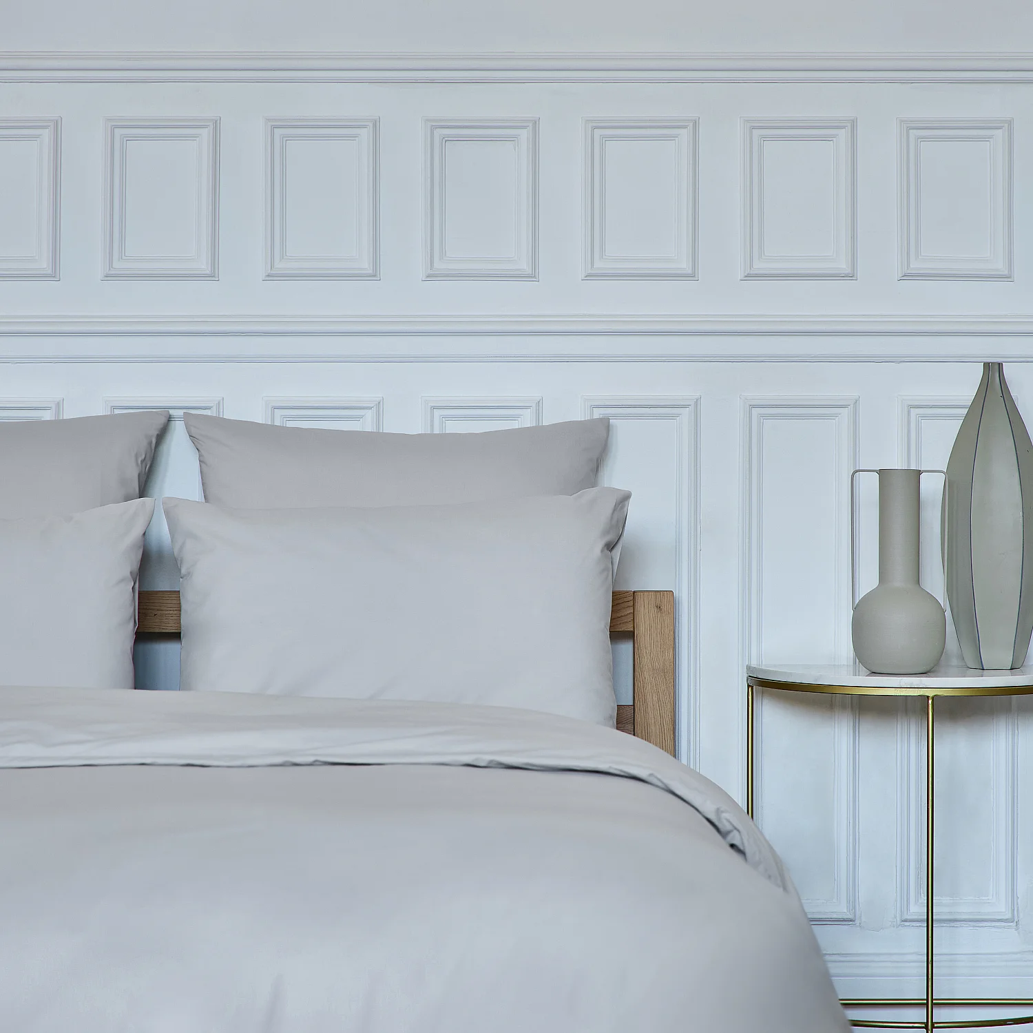 Taie d'oreiller en percale de coton - 65 x 65 cm - Gris perle - 3