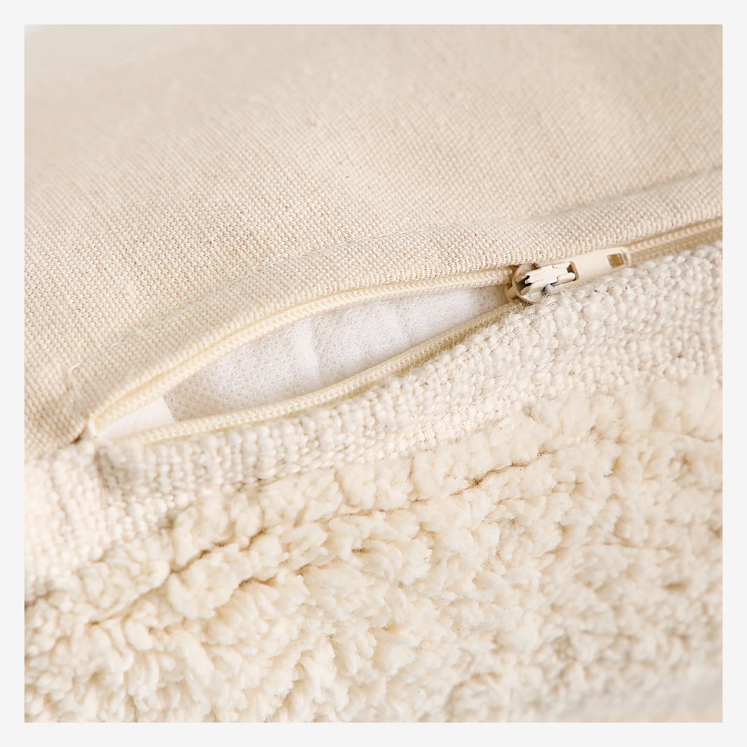 Coussin tufté en coton - 45 x 45 cm - Écru - 3
