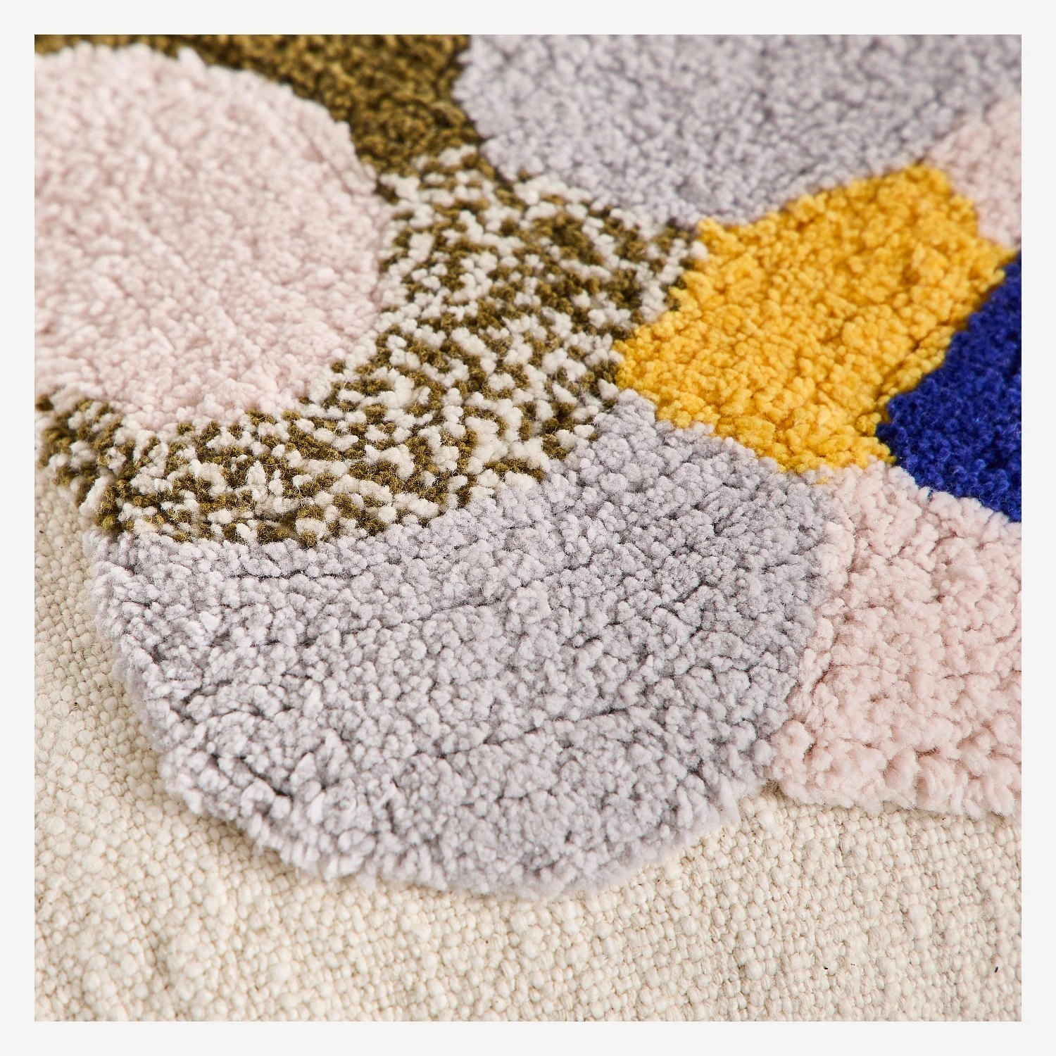 Cuscino trapuntato in cotone - 45 x 45 cm - Verde kaki e blu - Design di Floriane Jacques - 4