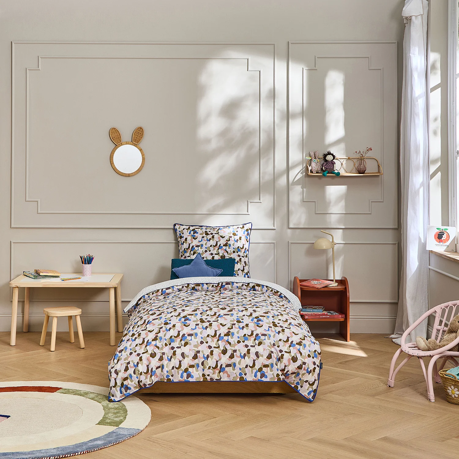 Parure de lit en percale de coton bio - 140 x 200 cm - Motifs multicolores - Design by Floriane Jacques - 3