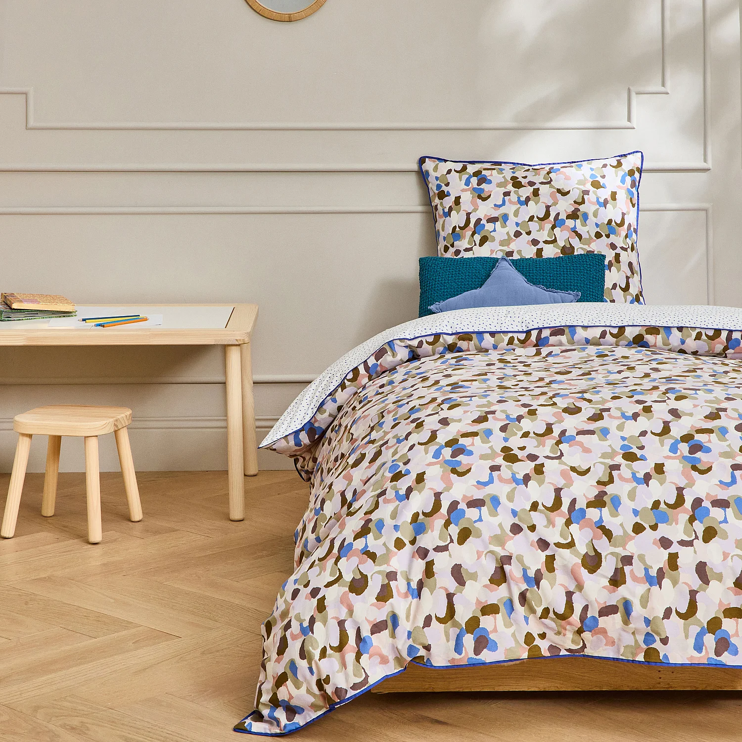 Parure de lit en percale de coton bio - 140 x 200 cm - Motifs multicolores - Design by Floriane Jacques - 4