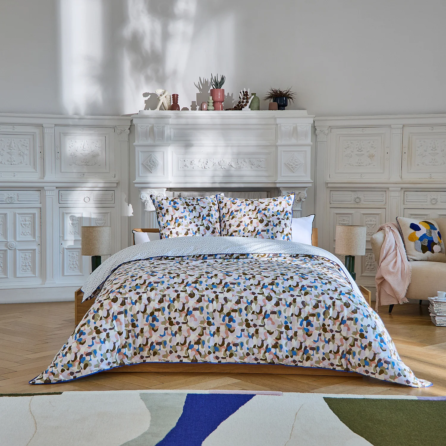 Set lenzuola in cotone biologico percale - 240 x 220 cm - Motivi multicolori - Design di Floriane Jacques - 1