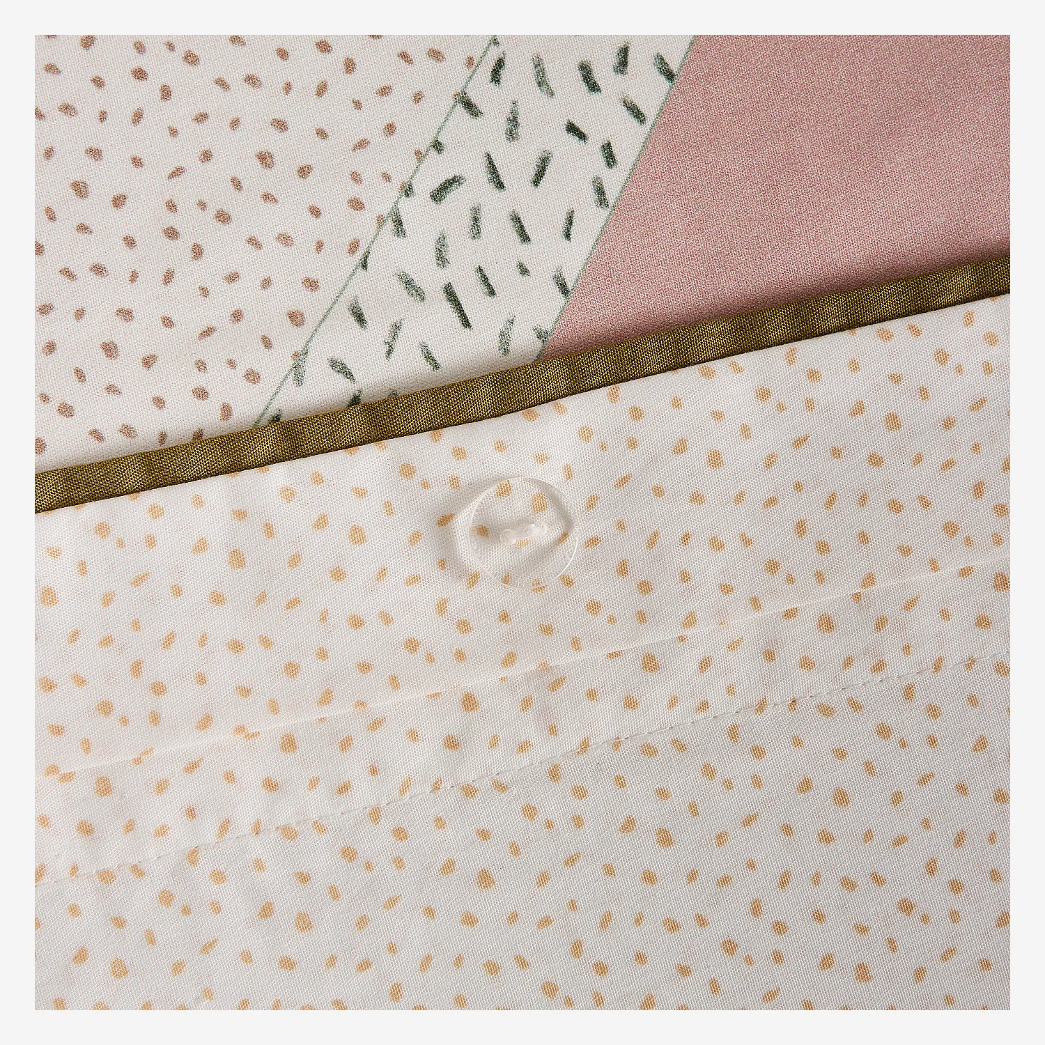 Parure de lit en percale de coton bio - 260 x 240 cm - Bleu et Kaki - Design by Floriane Jacques - 7