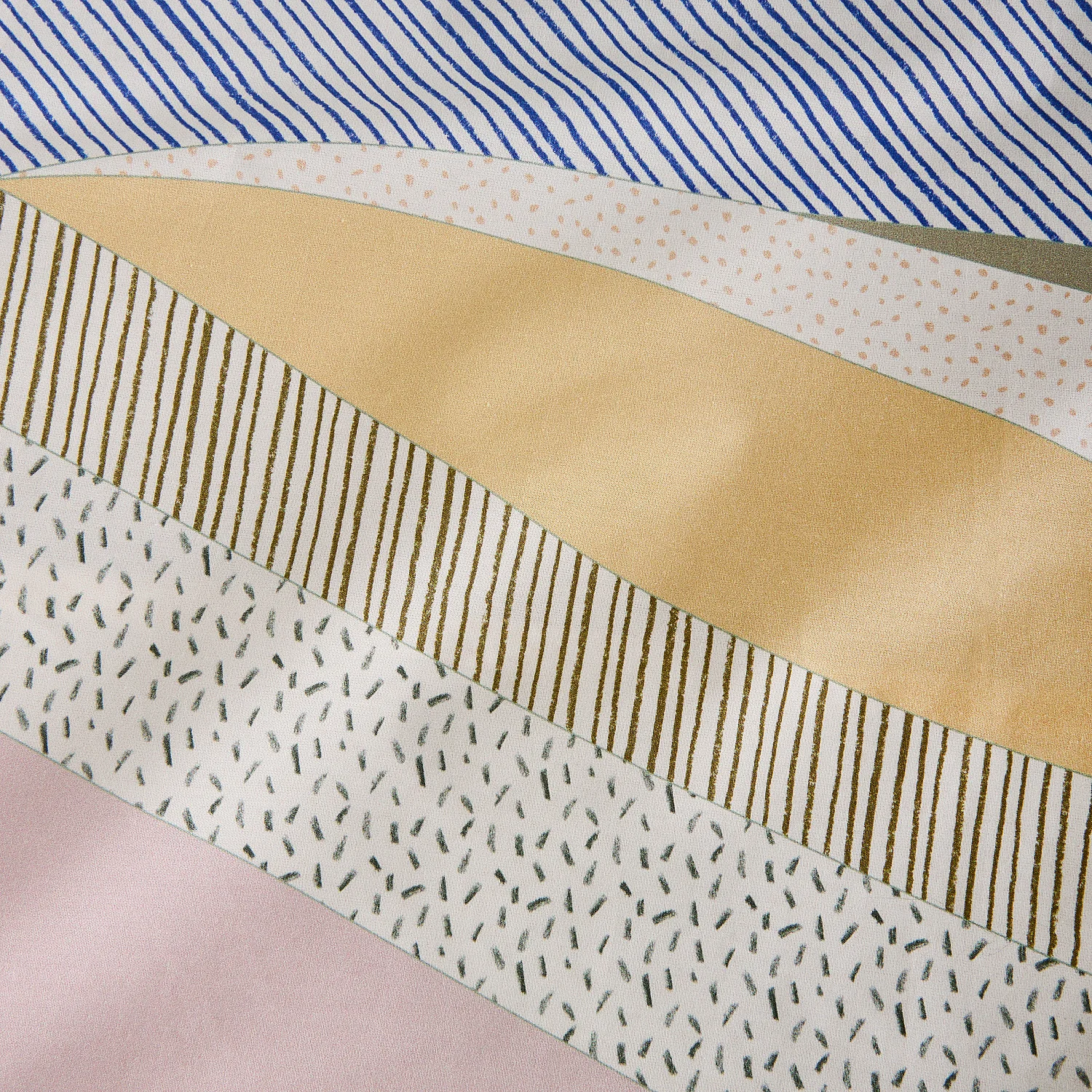 Set lenzuola in percalle di cotone biologico - 260 x 240 cm - Blu e Kaki - Design by Floriane Jacques - 5