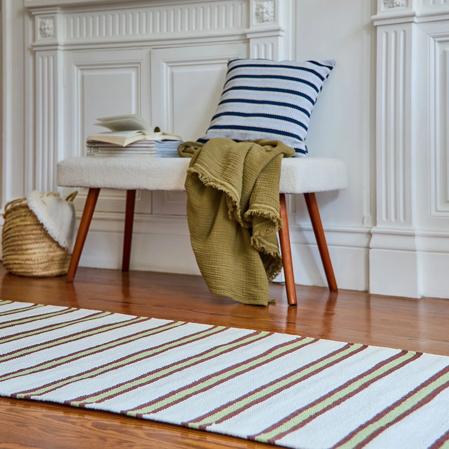 Tappeto piatto in cotone - 75 x 180 cm - Verde pistacchio - Design di Floriane Jacques - 6