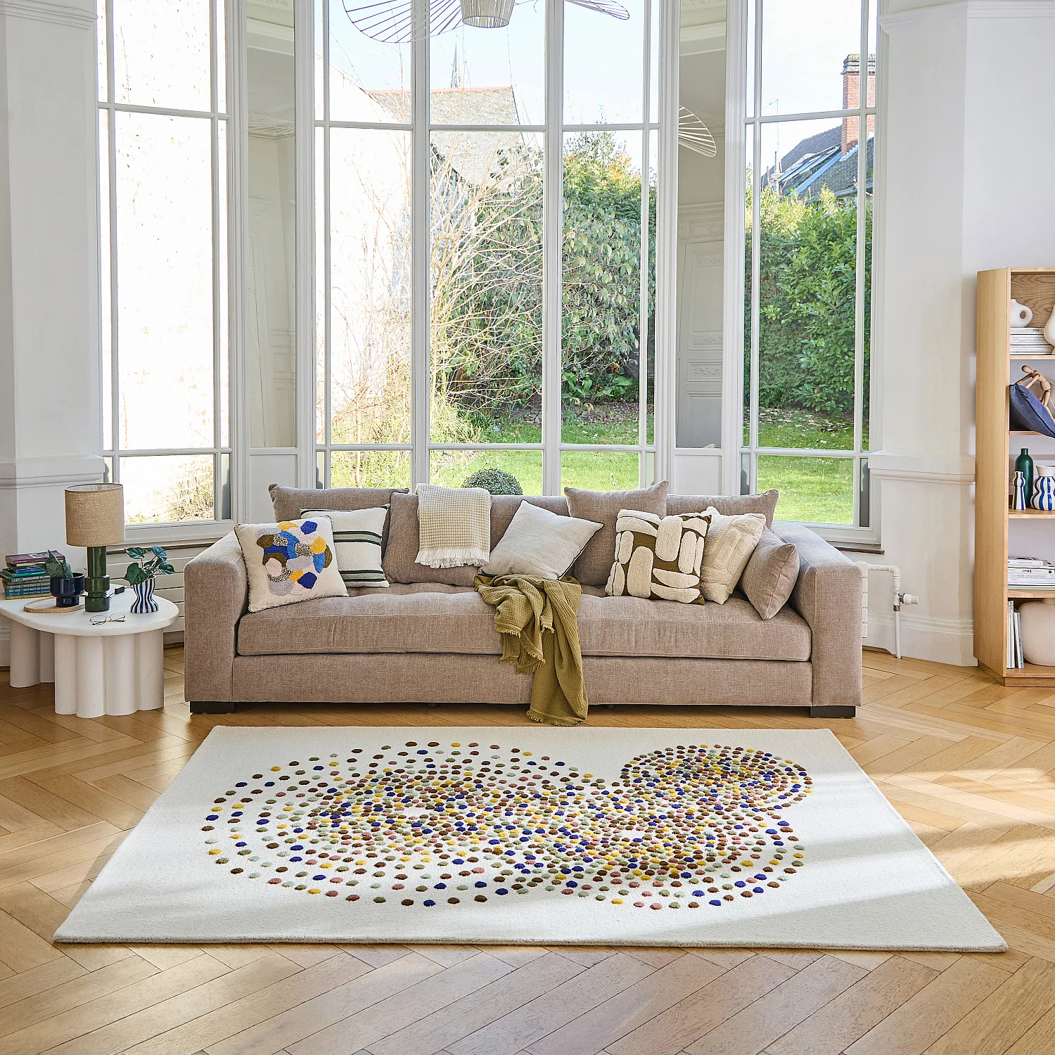 Tappeto in lana 120 x 170 cm - Beige e multicolore - Design by Floriane Jacques - 1