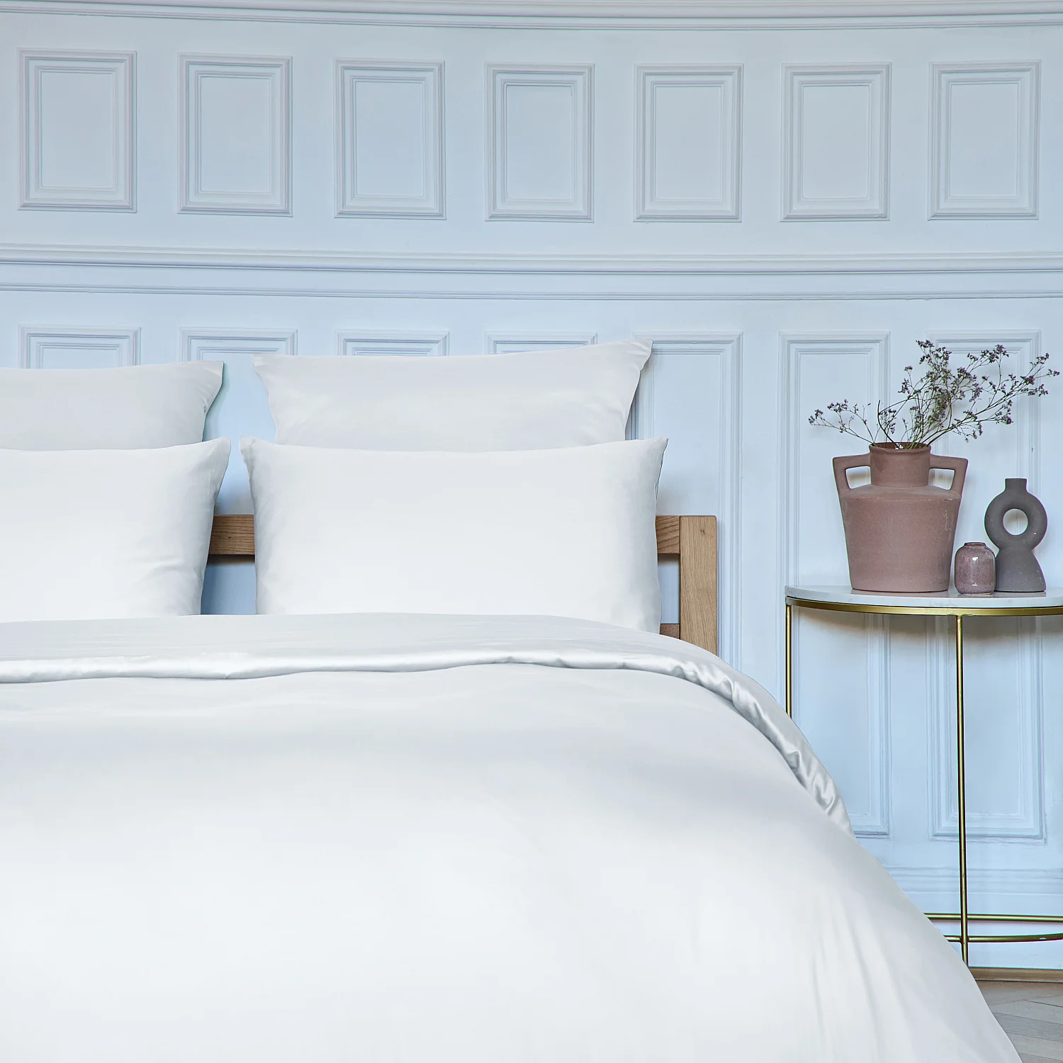 Housse de couette en satin de coton - 260 x 240 cm - Blanc - 6