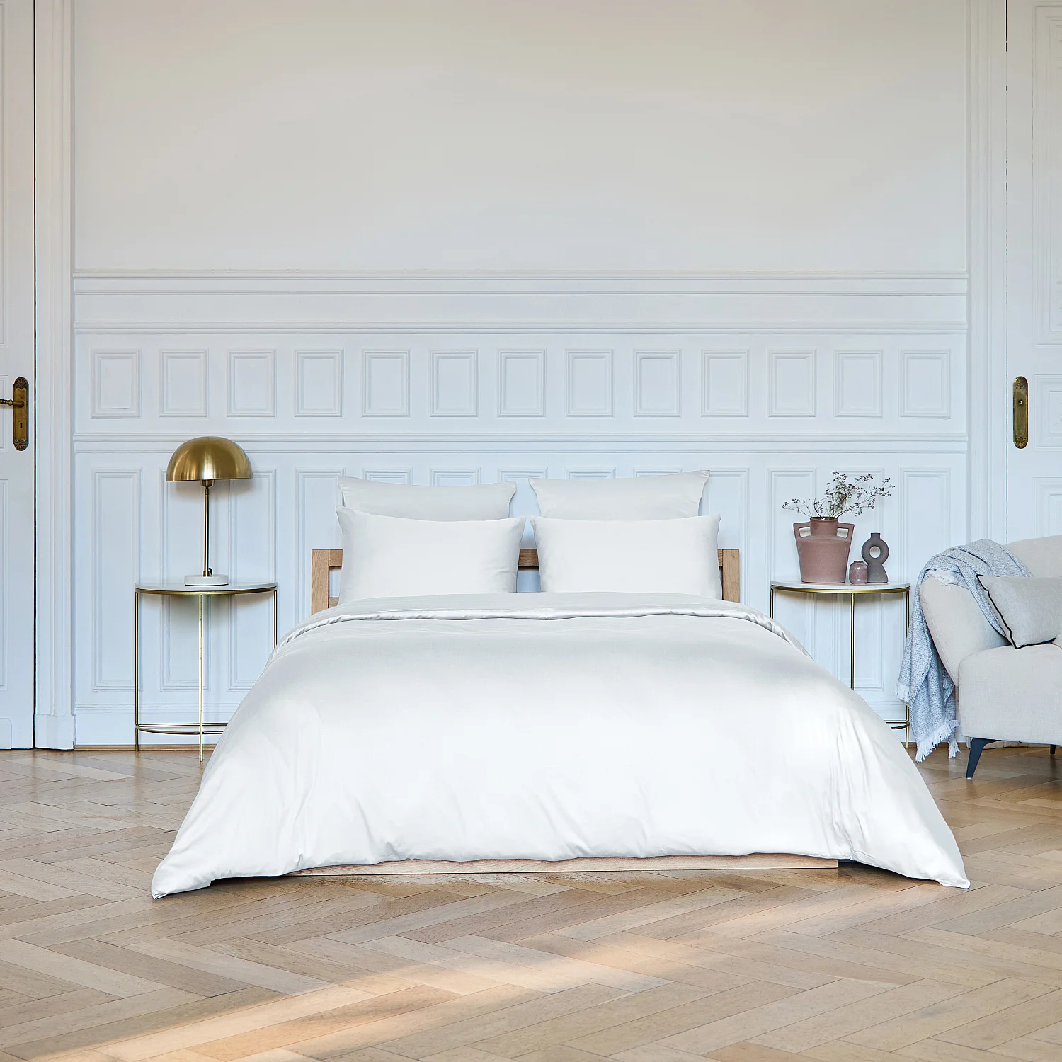 Housse de couette en satin de coton - 260 x 240 cm - Blanc - 1