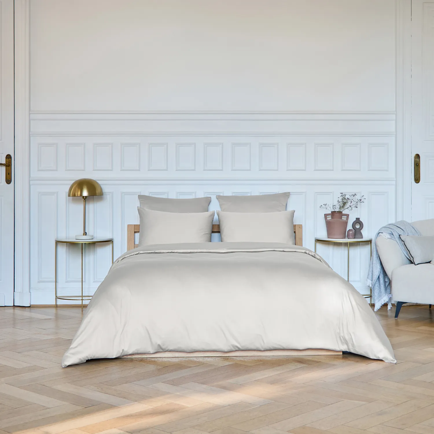 Housse de couette en satin de coton -  260 x 240 cm - Sable - 1