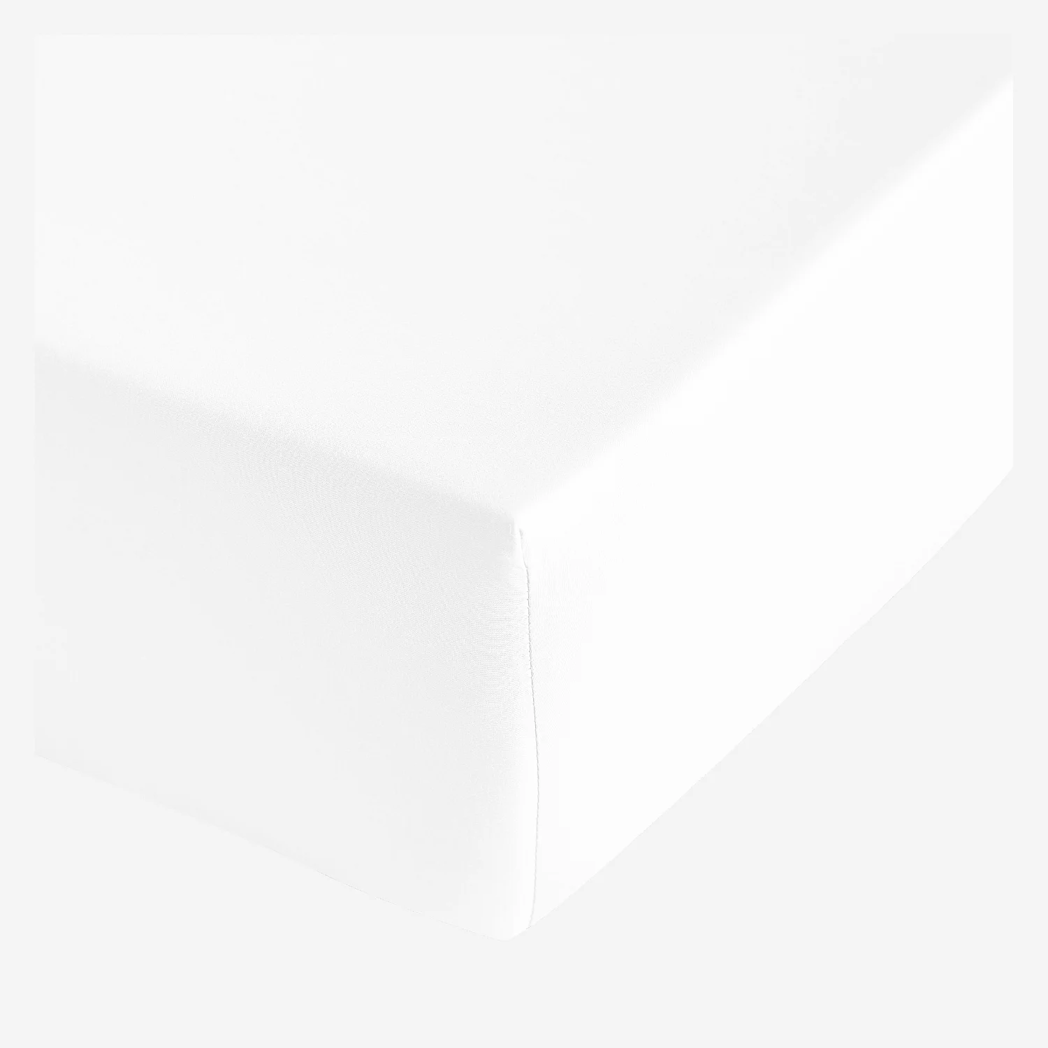 Drap Housse en satin de coton - 160 x 200 cm - Blanc - 3