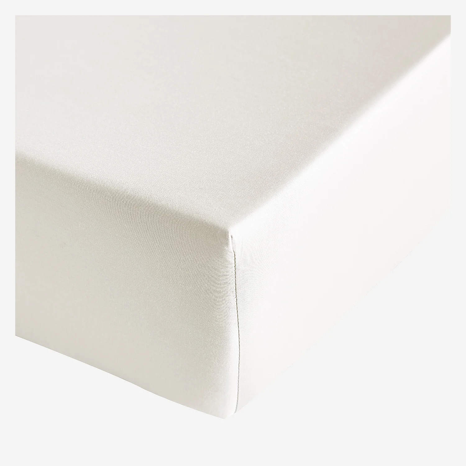 Drap Housse en satin de coton - 140 x 200 cm - Sable - 2