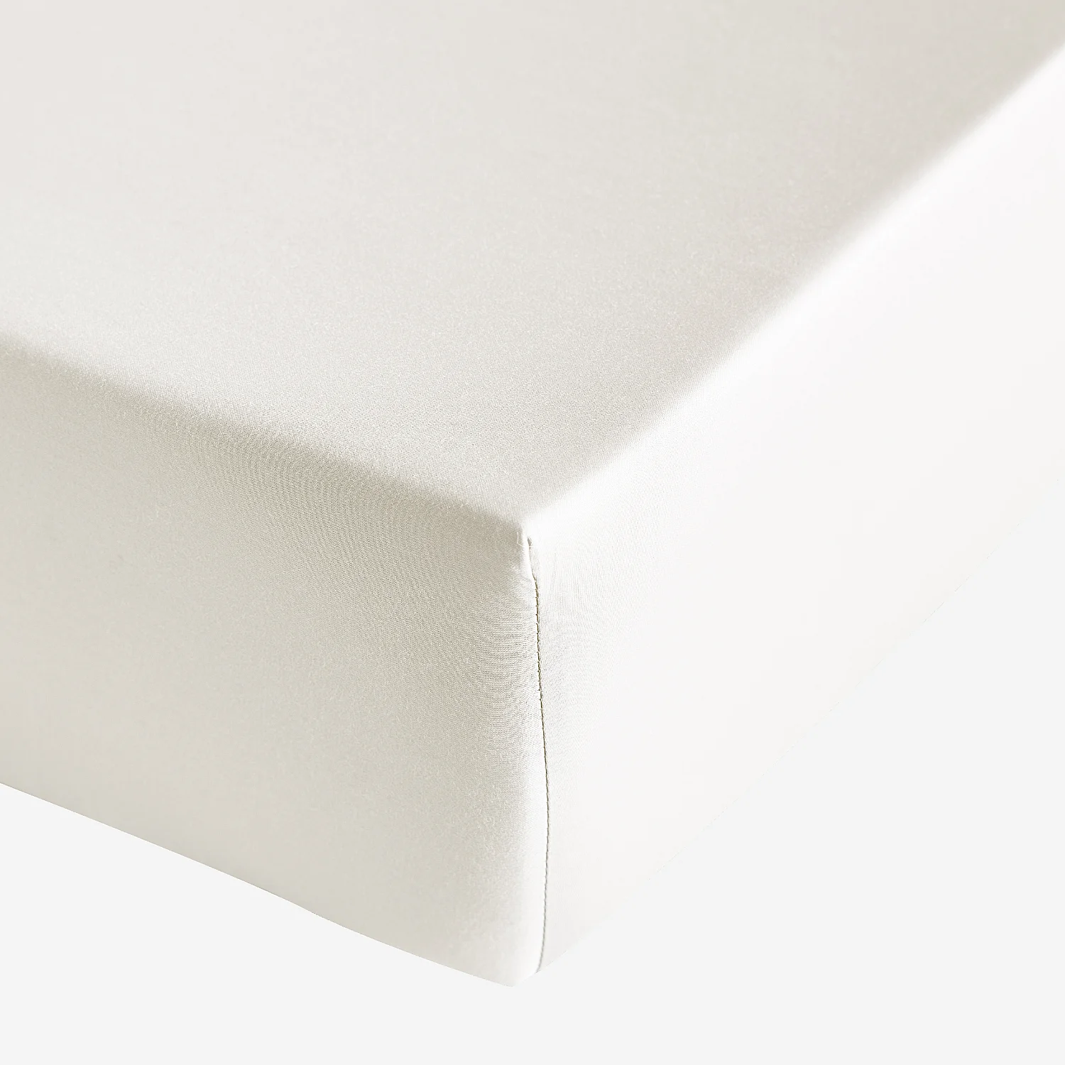 Drap housse en satin de coton - 180 x 200 cm - Sable - 2
