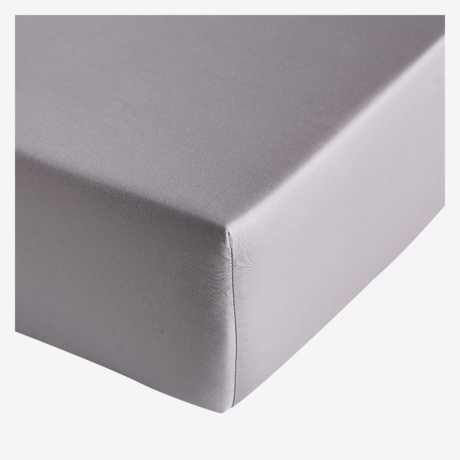 Drap Housse en satin de coton - 140 x 200 cm - Gris argenté - 2