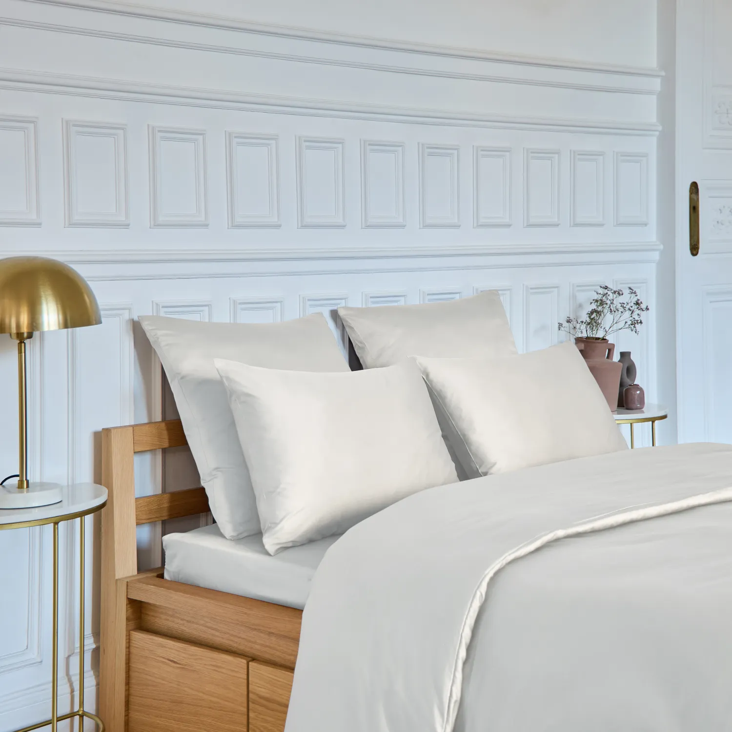 Taie d'oreiller en satin de coton - 65 x 65 cm - Sable - 1