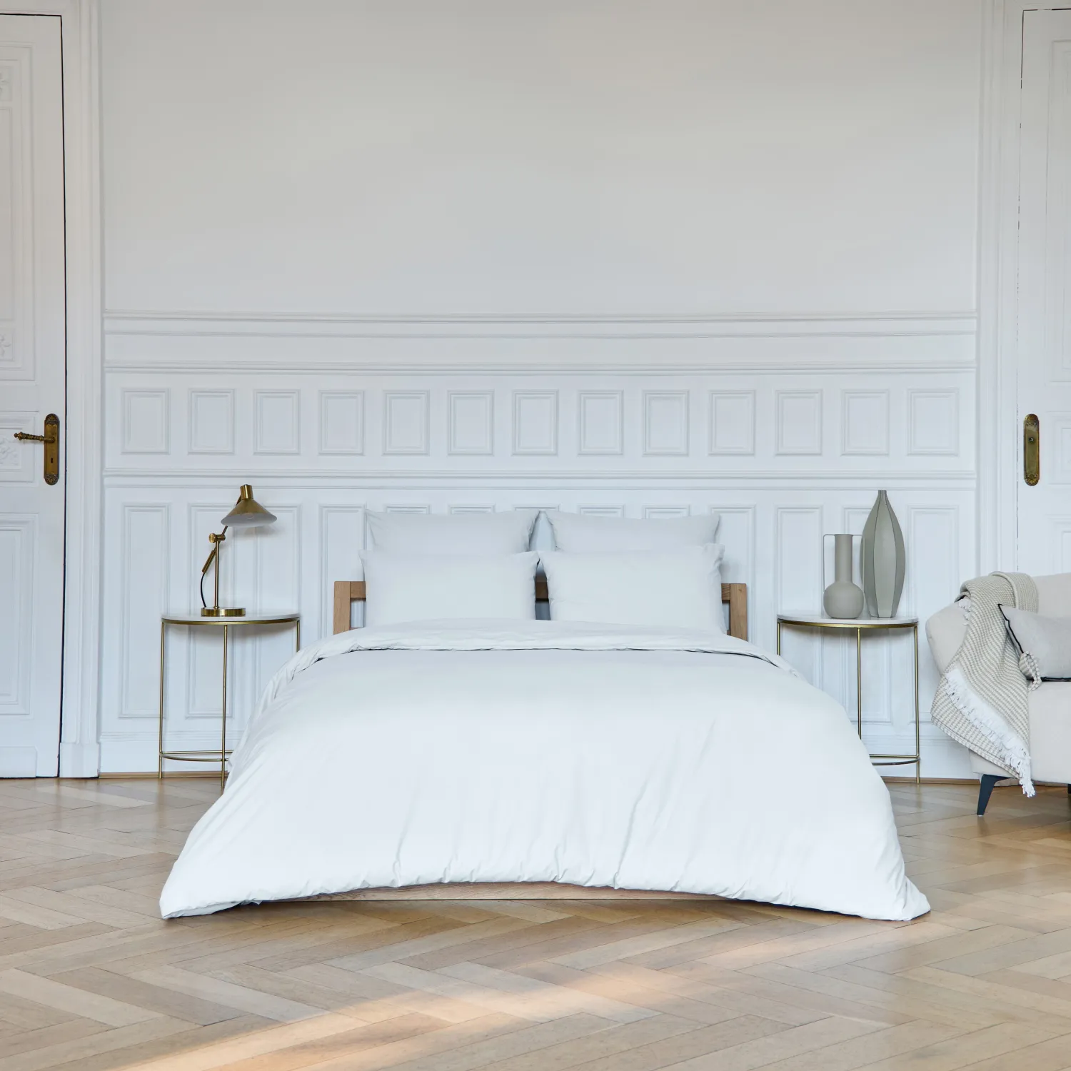 Housse de couette en percale de coton - 260 x 240 cm - Blanc - 1