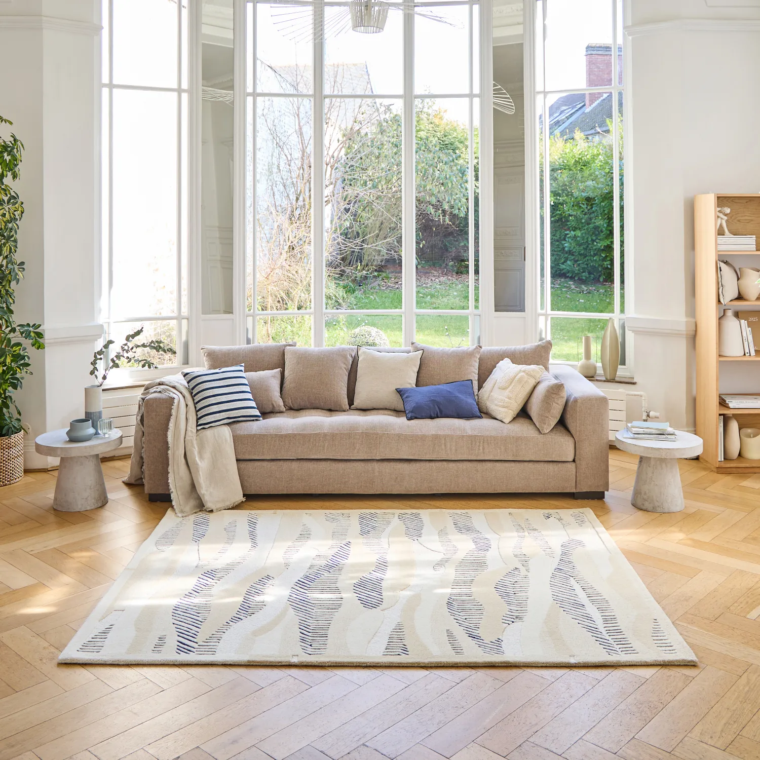 Tapis tufté en laine - 170 x 240 cm - Bleu et Kaki - Design by Floriane Jacques - 1
