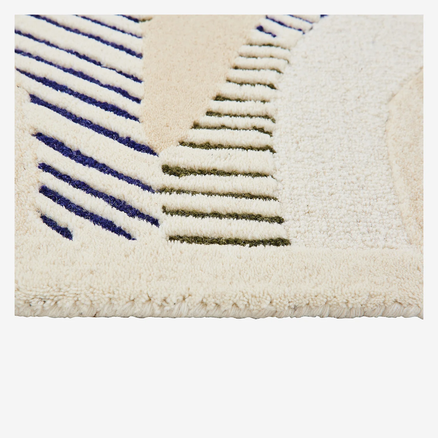 Alfombra de lana con acabado tufté - 170 x 240 cm - Azul y verde caqui - Design by Floriane Jacques - 3