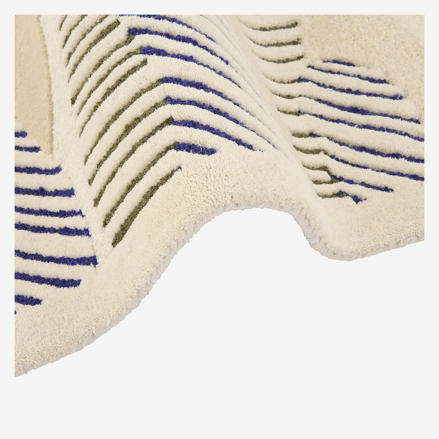 Alfombra de lana con acabado tufté - 170 x 240 cm - Azul y verde caqui - Design by Floriane Jacques - 7