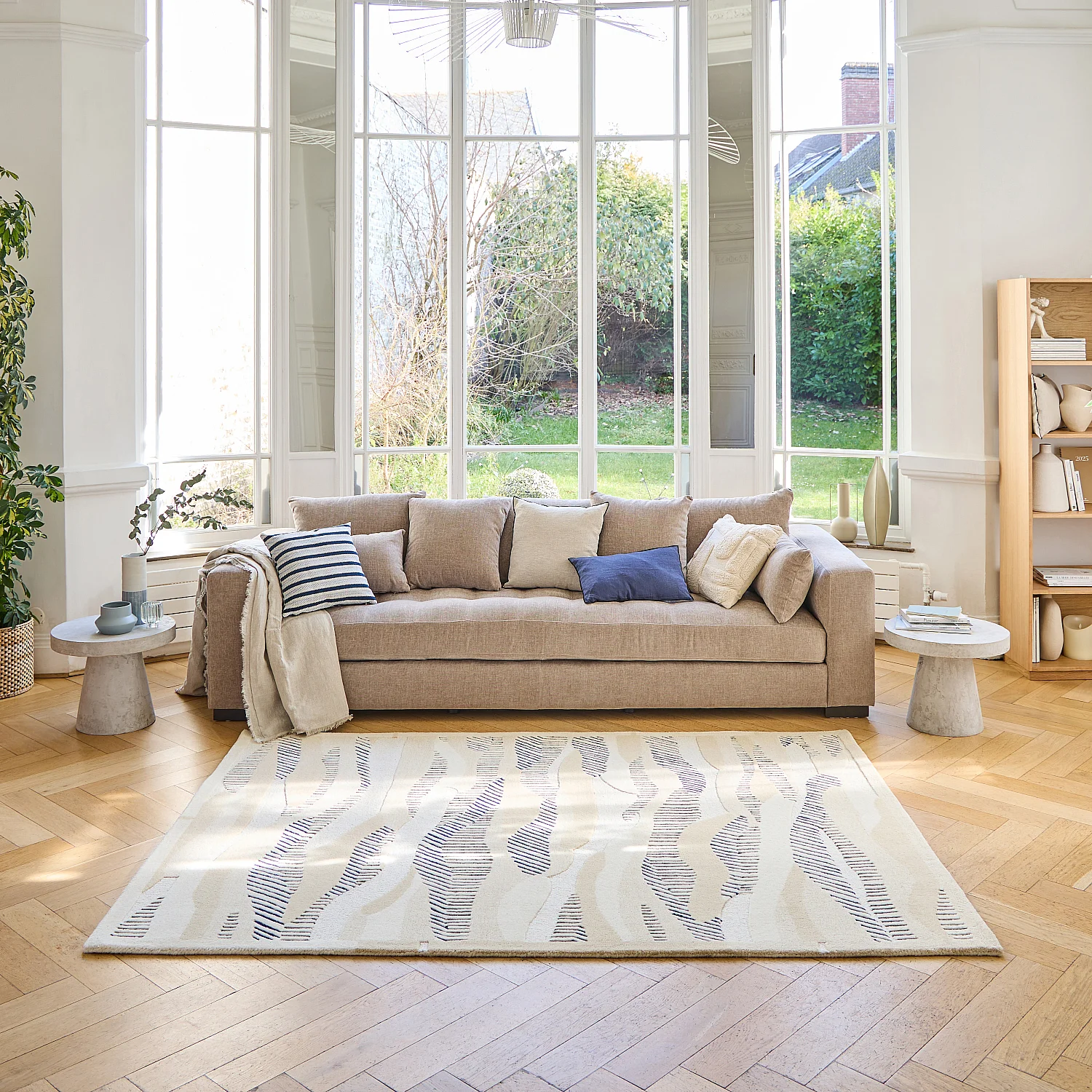 Tappeto in lana tufté - 170 x 240 cm - Blu e Kaki - Design di Floriane Jacques - 1