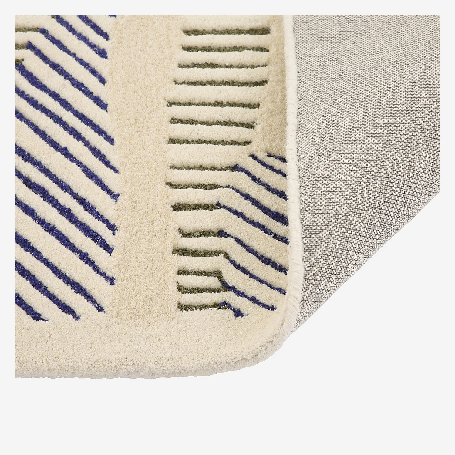 Tappeto in lana tufté - 170 x 240 cm - Blu e Kaki - Design di Floriane Jacques - 6
