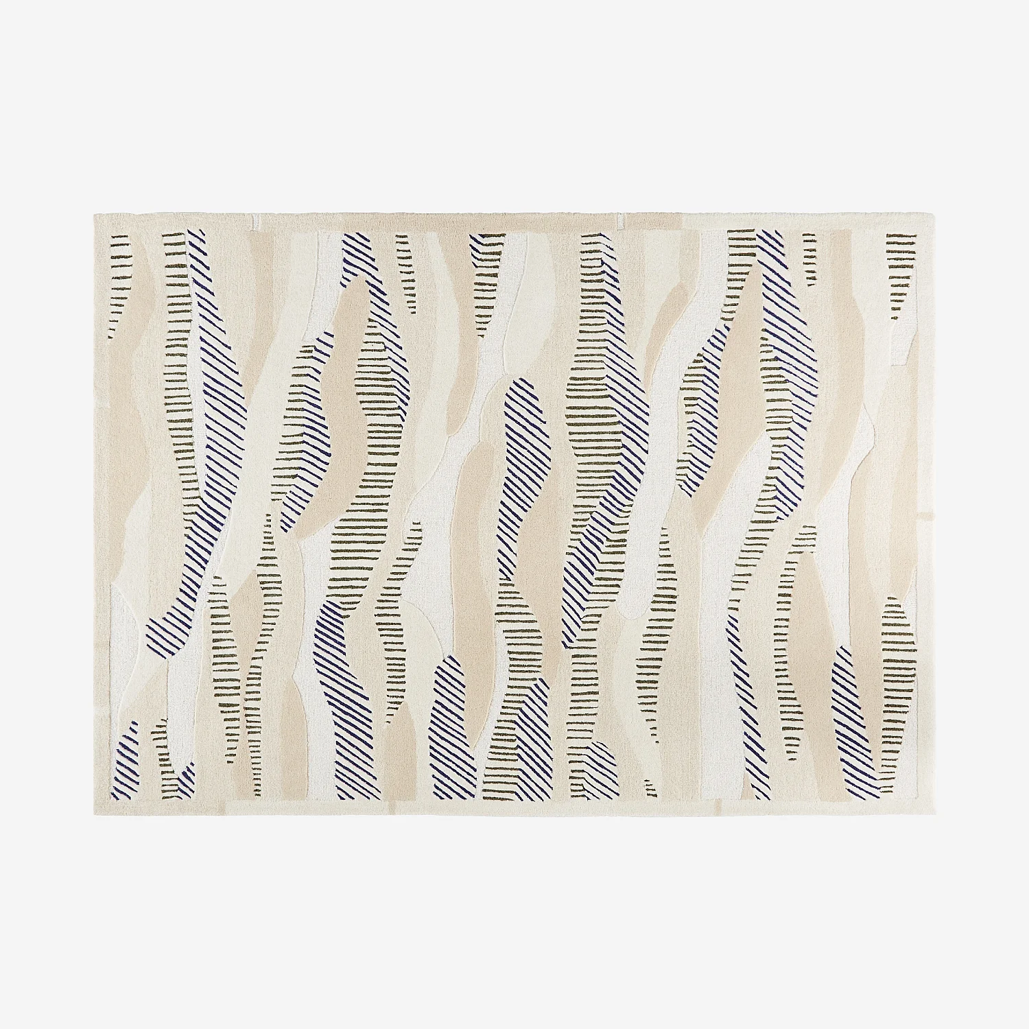 Tappeto in lana tufté - 170 x 240 cm - Blu e Kaki - Design di Floriane Jacques - 2