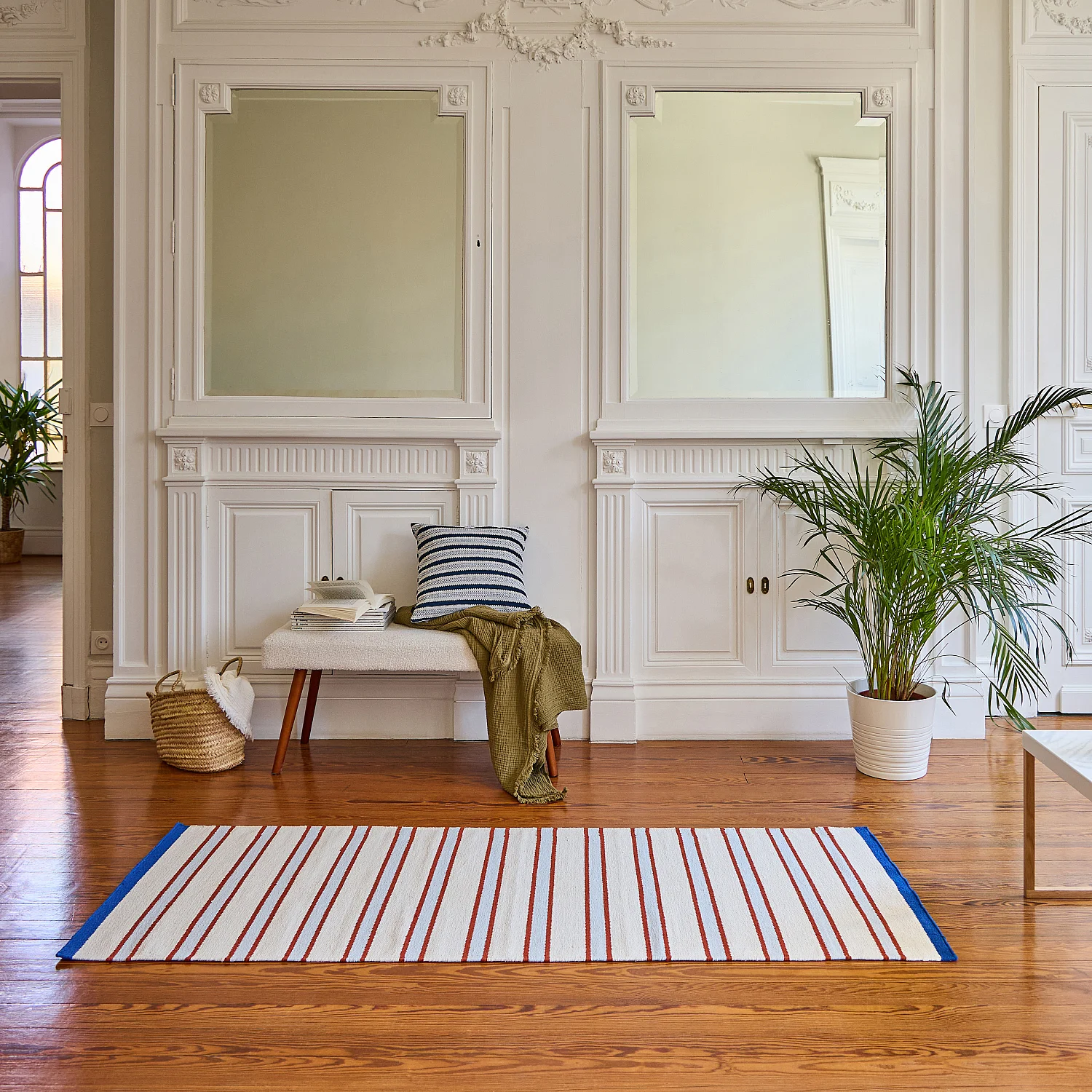 Alfombra tejida plana de algodón - 75 x 180 cm - Azul cielo - Design by Floriane Jacques - 3