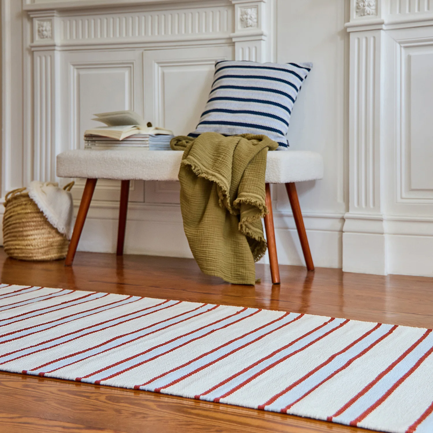 Tappeto piatto in cotone - 75 x 180 cm - Blu cielo - Design di Floriane Jacques - 6