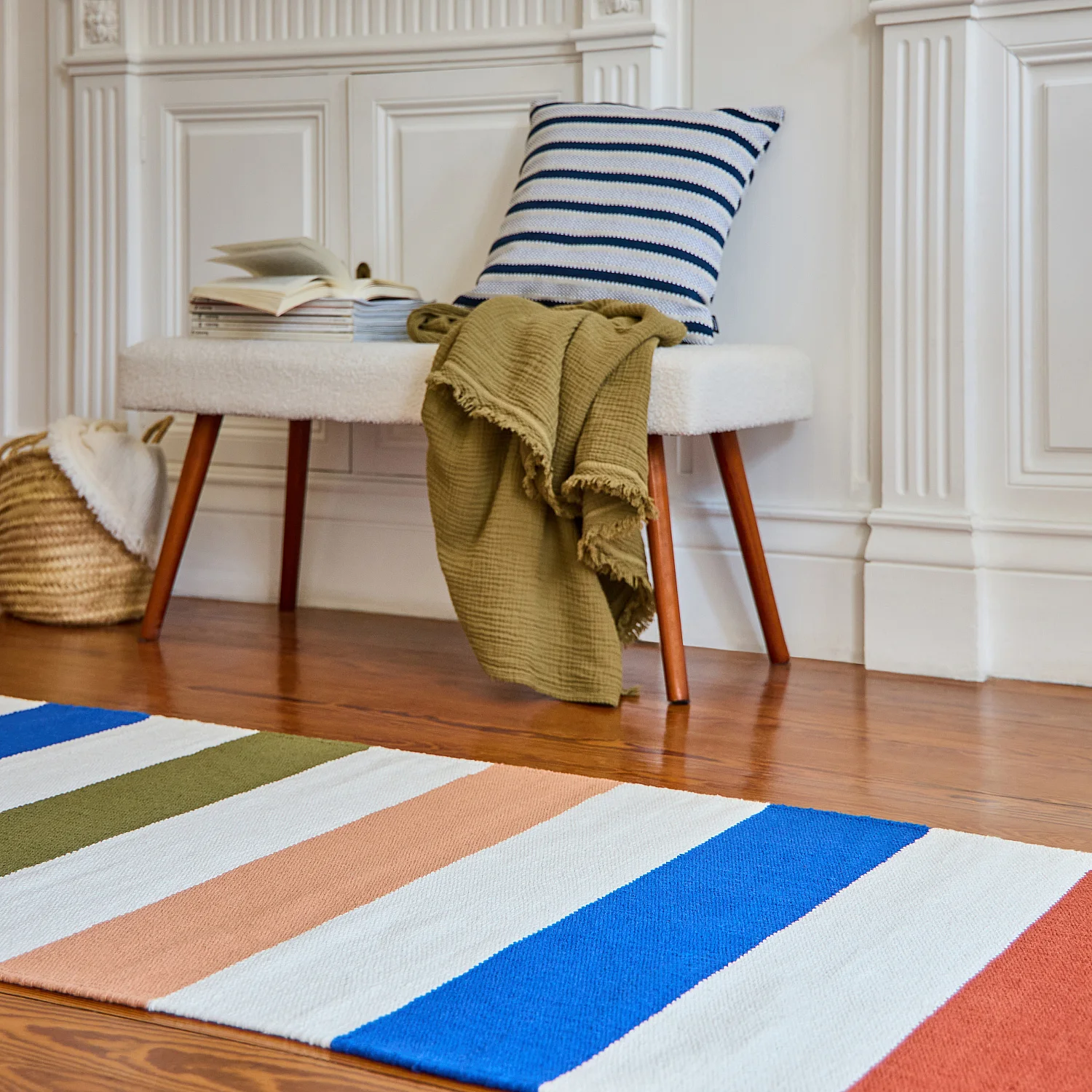 Tappeto in cotone tessuto - 75 x 180 cm - Blu elettrico - Design di Floriane Jacques - 5