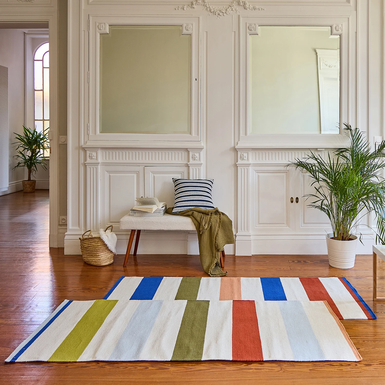 Alfombra tejida de algodón - 75 x 180 cm - Verde caqui - Design by Floriane Jacques - 7