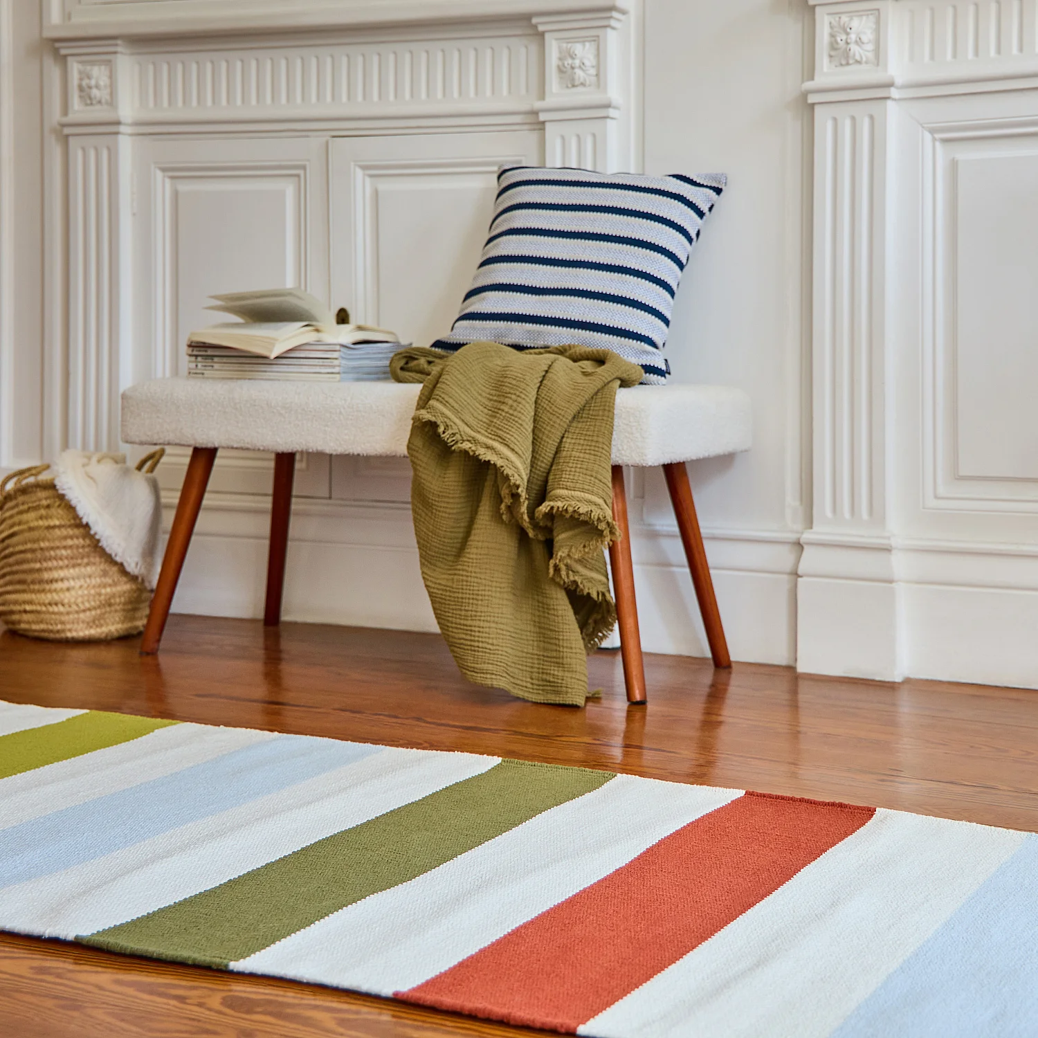 Tappeto in cotone intrecciato - 75 x 180 cm - Verde kaki - Design di Floriane Jacques - 5