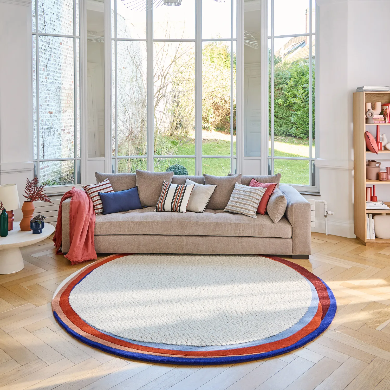 Tapis rond tufté en laine 250 cm - Écru  - Design by Floriane Jacques - 1