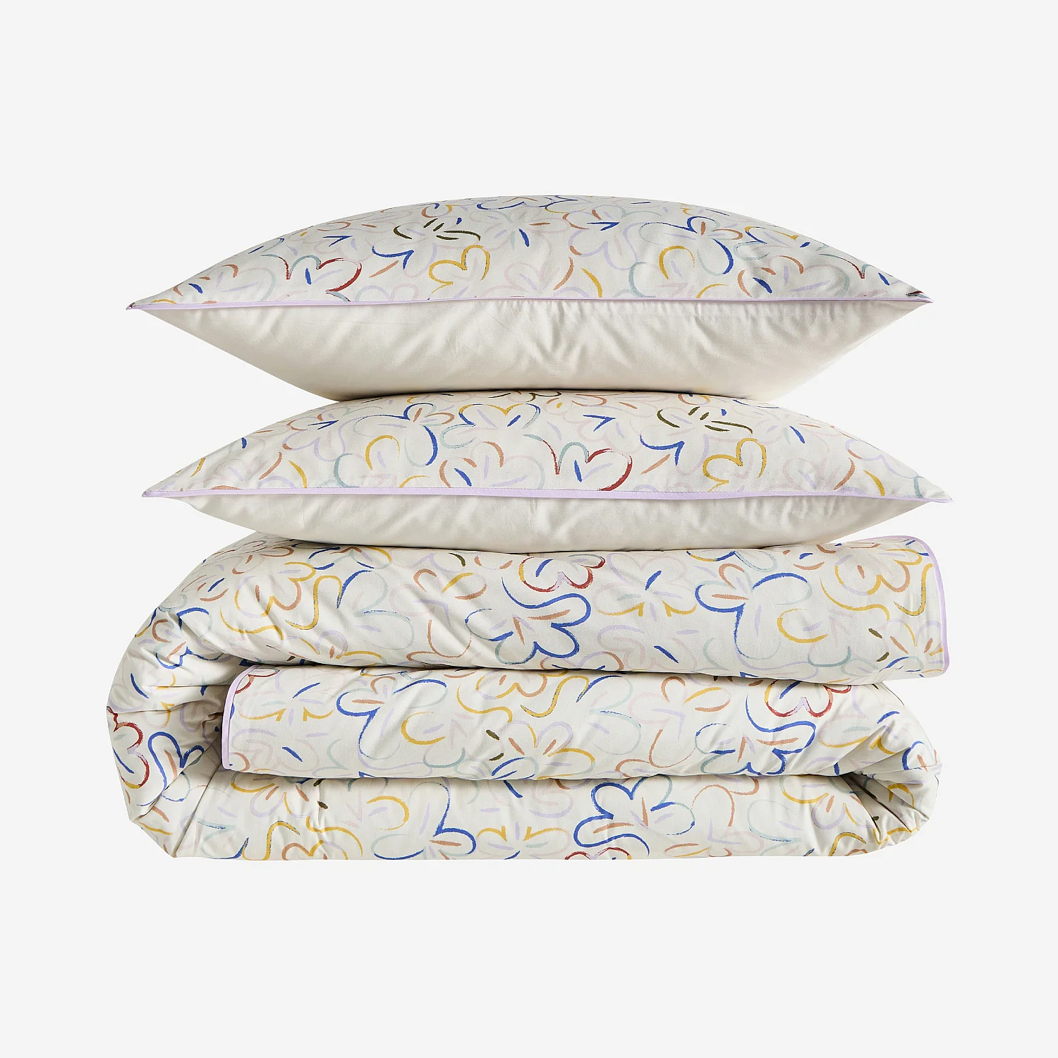 Parure de lit en percale de coton bio - 260 x 240 cm - Motifs à fleurs - Design by Floriane Jacques - 2