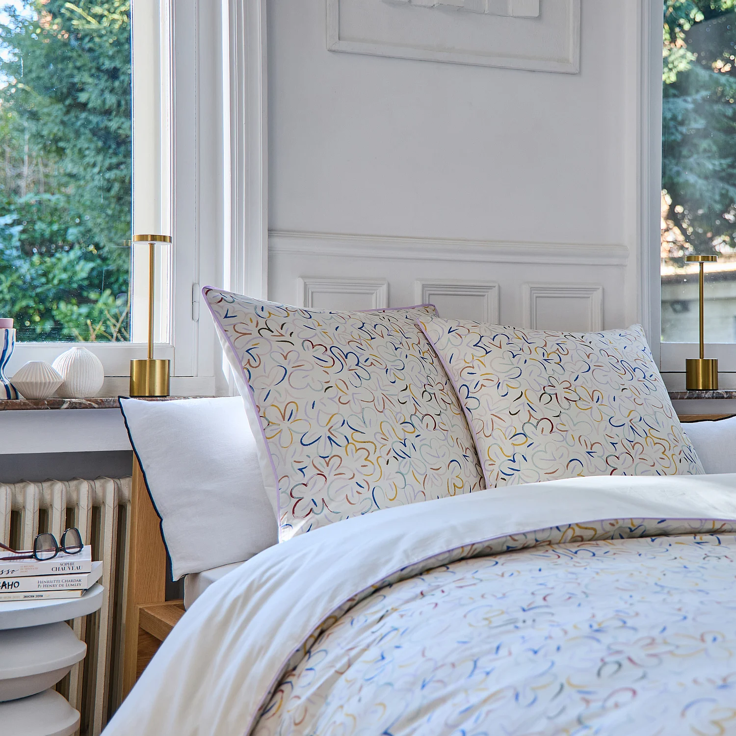 Parure da letto in percalle di cotone biologico - 260 x 240 cm - Motivi floreali - Design by Floriane Jacques - 5