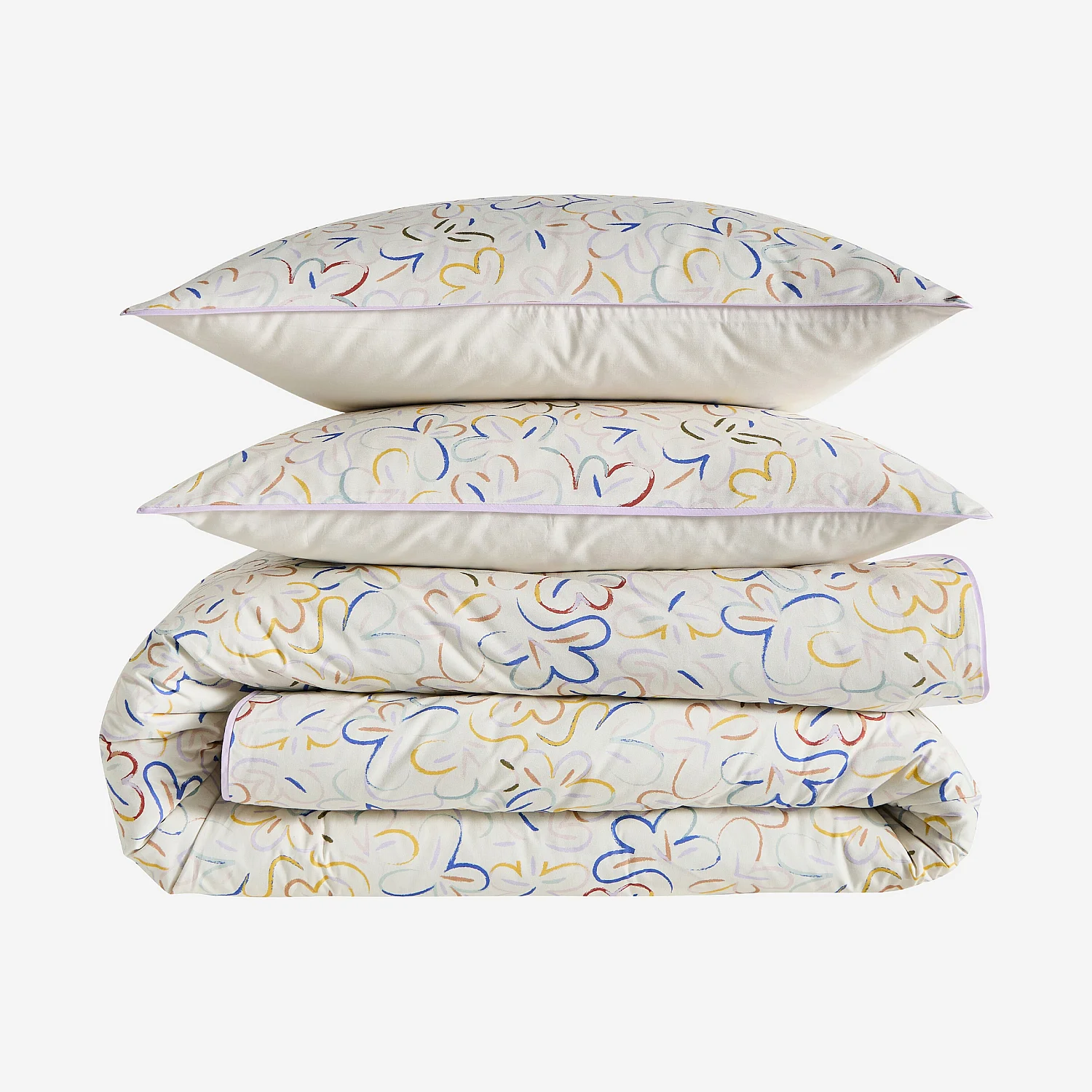 Parure da letto in percalle di cotone biologico - 260 x 240 cm - Motivi floreali - Design by Floriane Jacques - 2