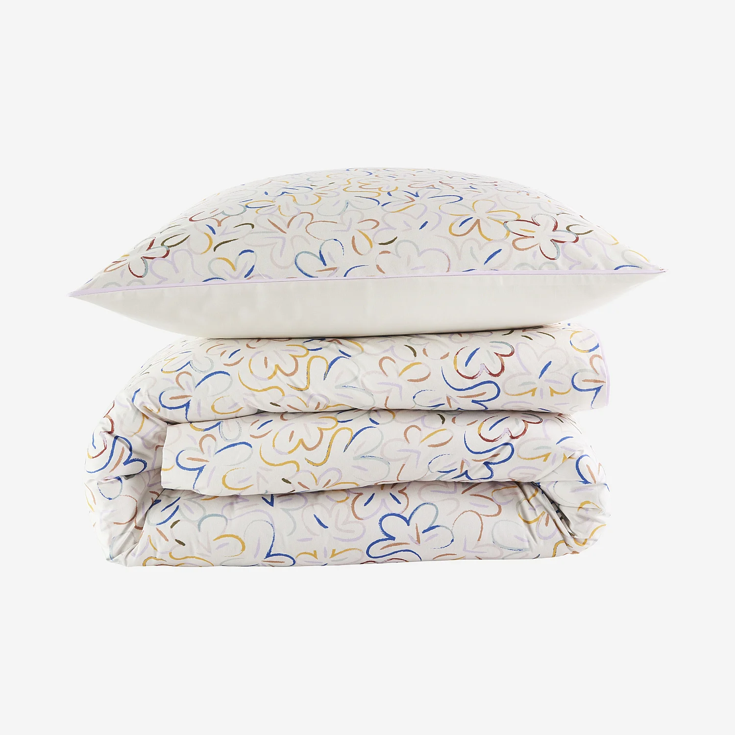 Parure de lit en percale de coton bio - 140 x 200 cm - Motifs à fleurs - Design by Floriane Jacques - 2