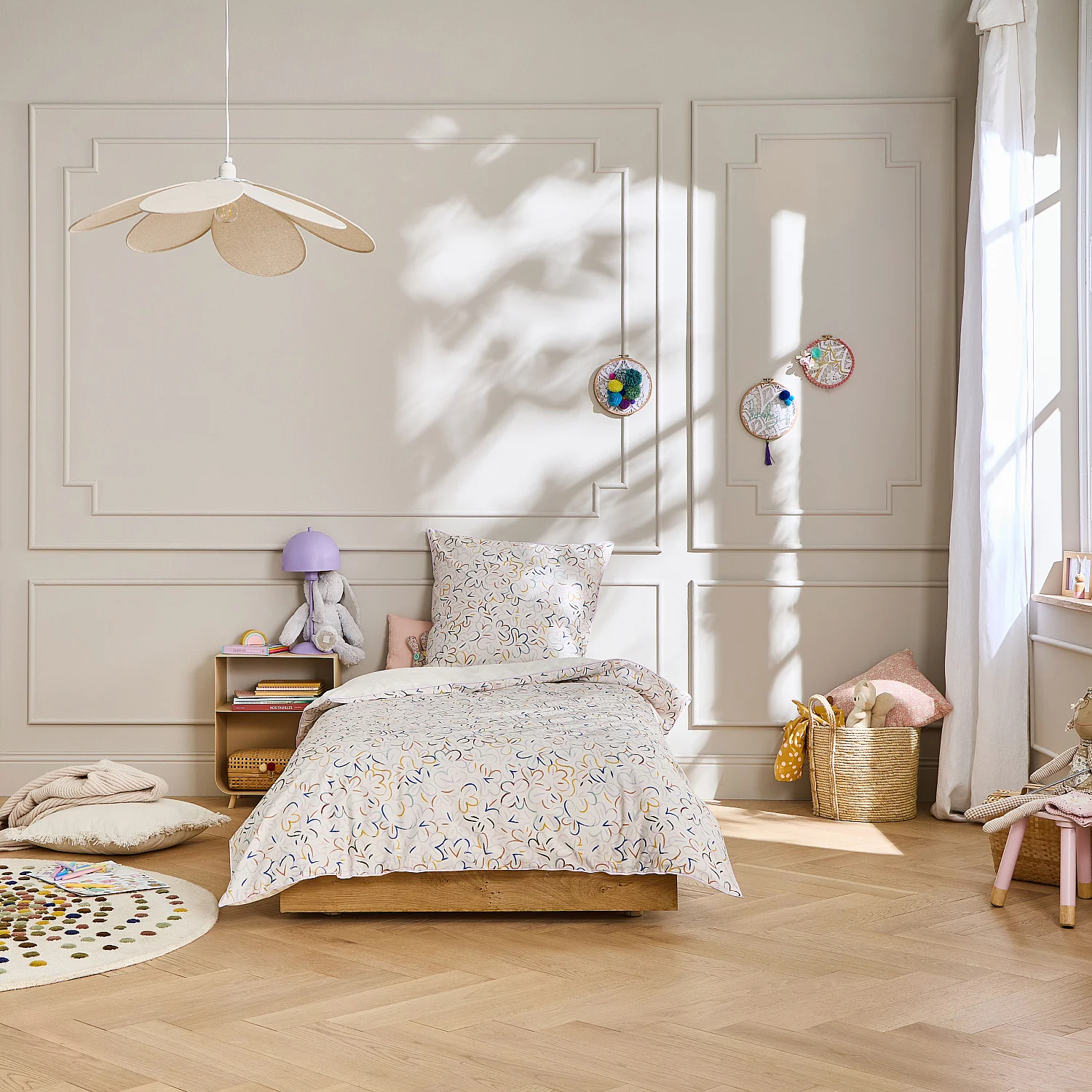 Parure de lit en percale de coton bio - 140 x 200 cm - Motifs à fleurs - Design by Floriane Jacques - 3