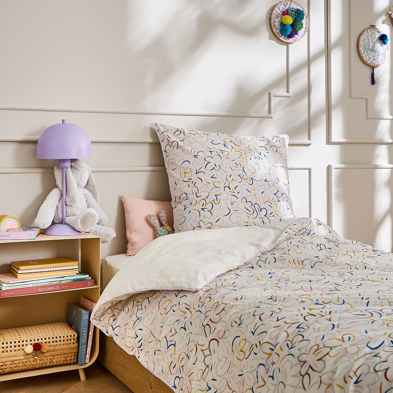 Parure de lit en percale de coton bio - 140 x 200 cm - Motifs à fleurs - Design by Floriane Jacques - 4