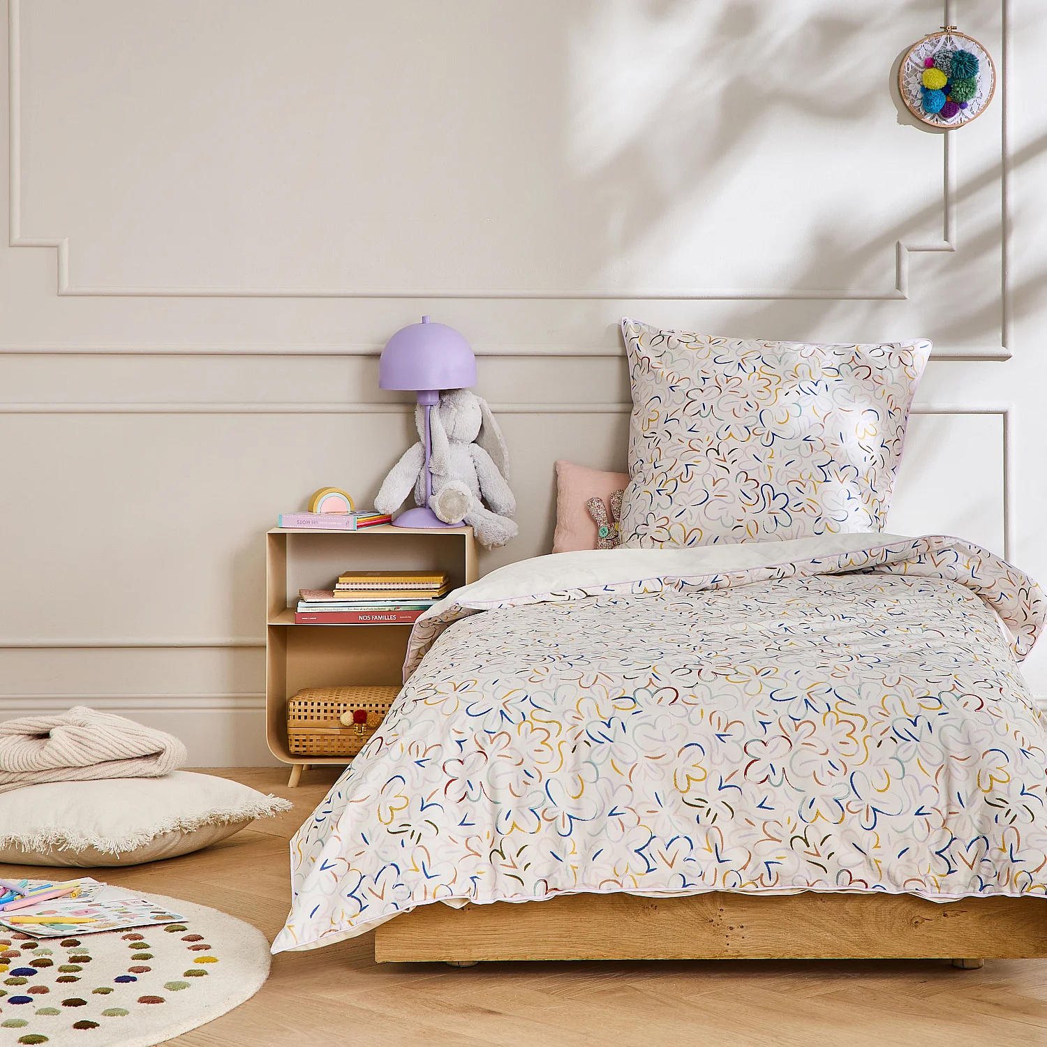 Parure de lit en percale de coton bio - 140 x 200 cm - Motifs à fleurs - Design by Floriane Jacques - 6