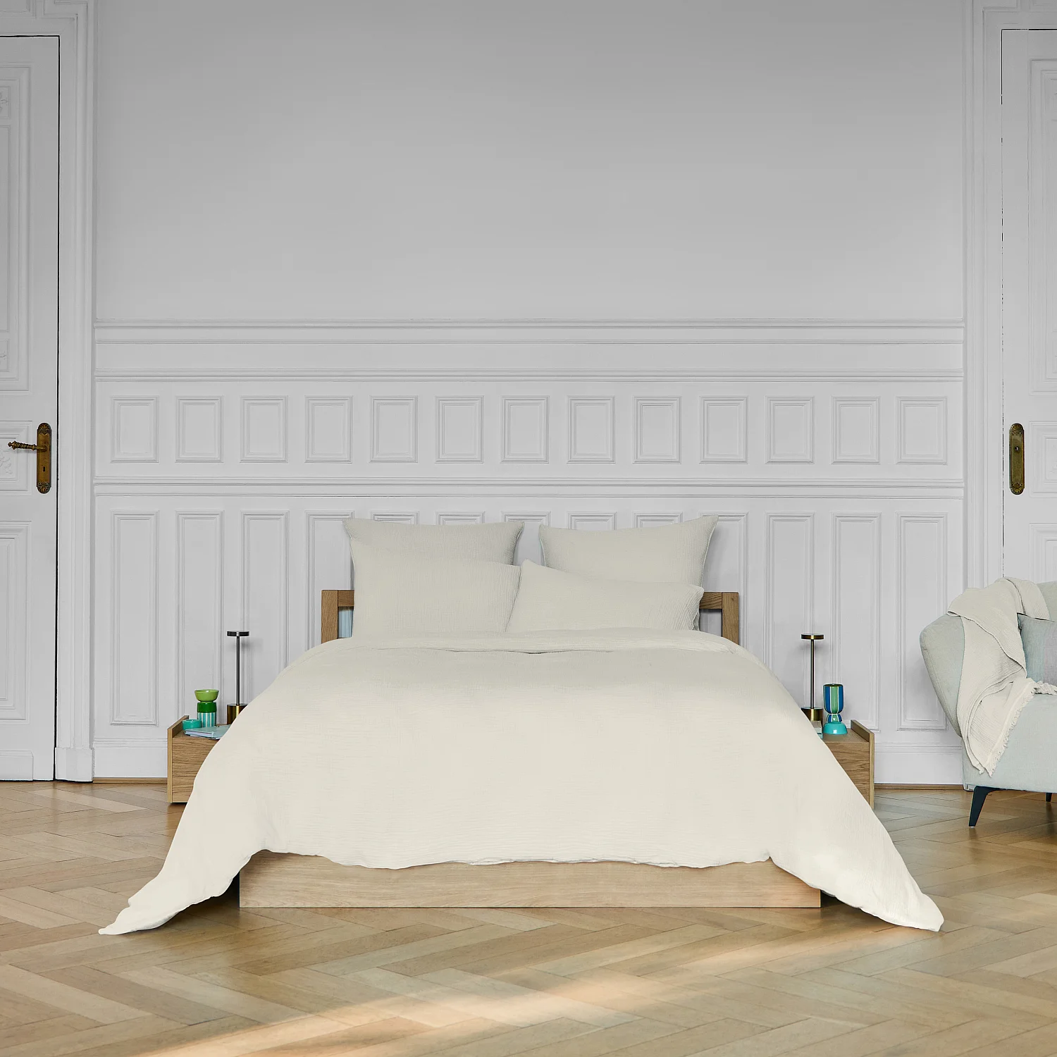 Housse de couette en double gaze de coton - 240 x 220 cm - Écru - 1