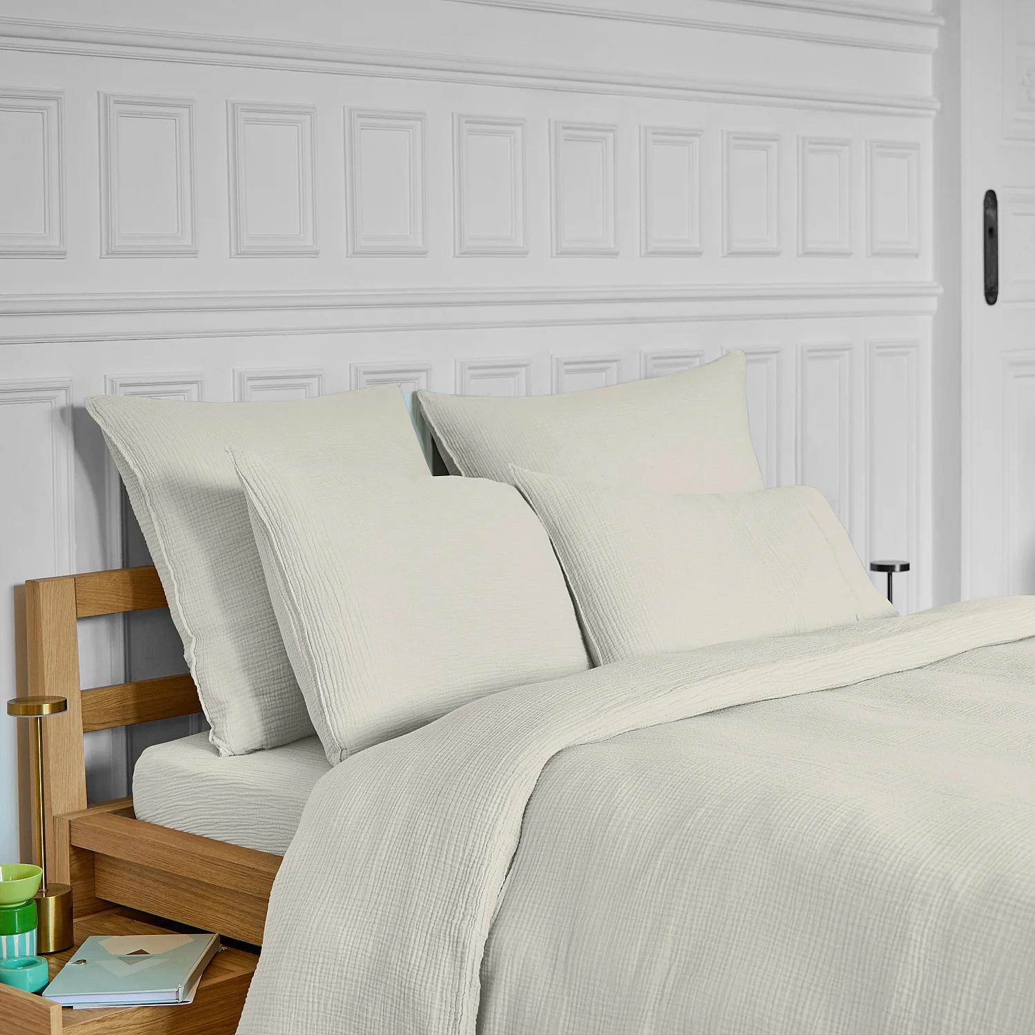 Housse de couette en double gaze de coton - 240 x 220 cm - Écru - 8