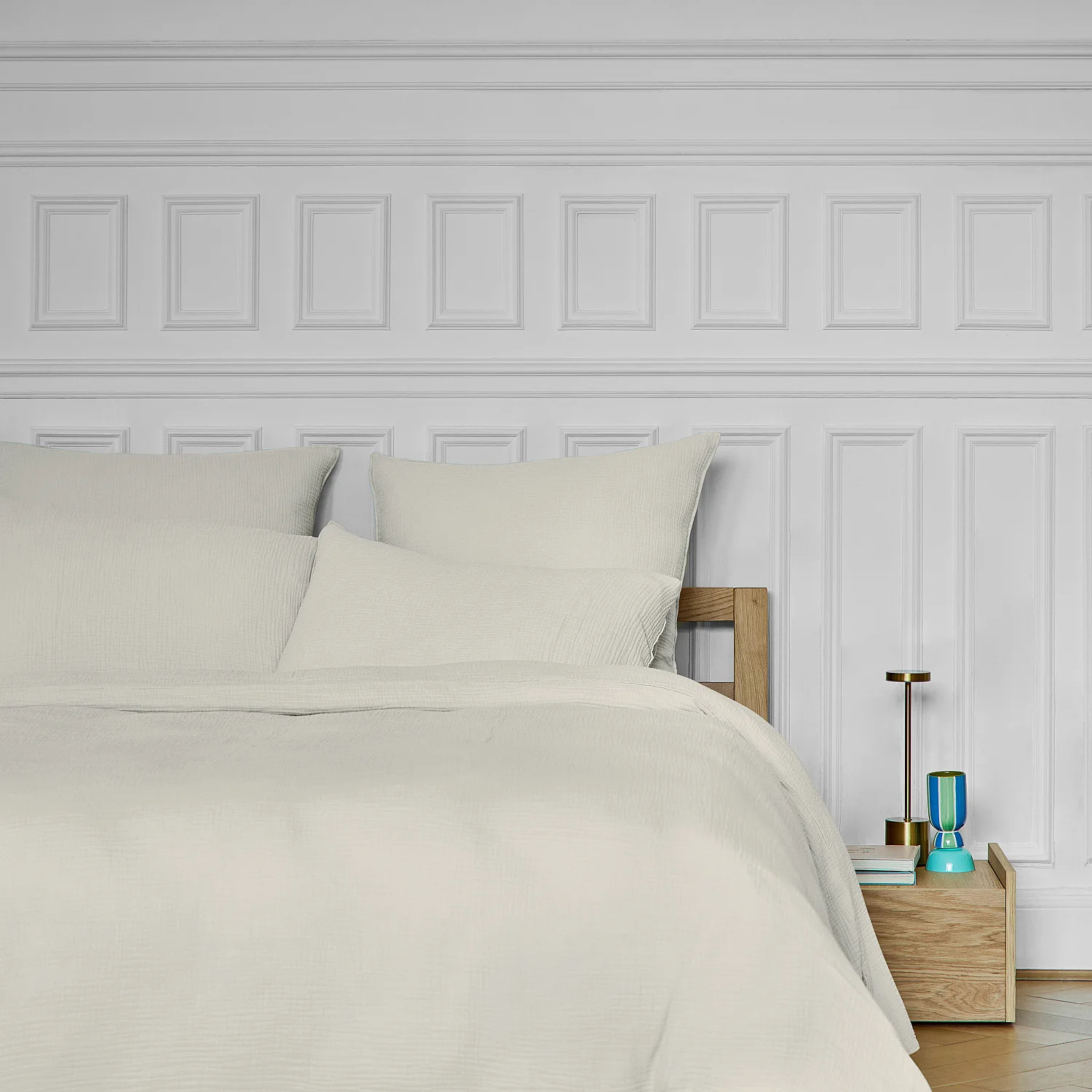 Housse de couette en double gaze de coton - 260 x 240 cm - Écru - 7