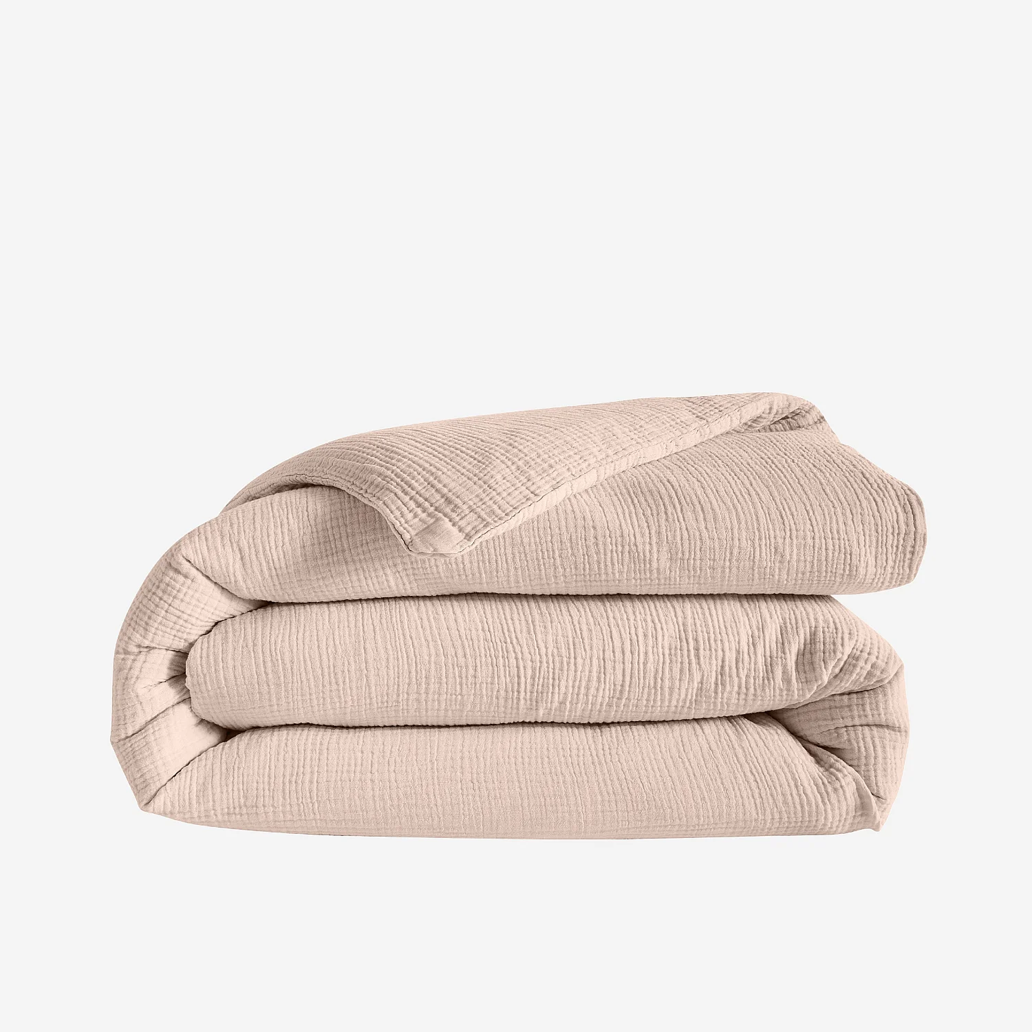 Housse de couette en double gaze de coton - 240 x 220 cm - Rose poudré - 2