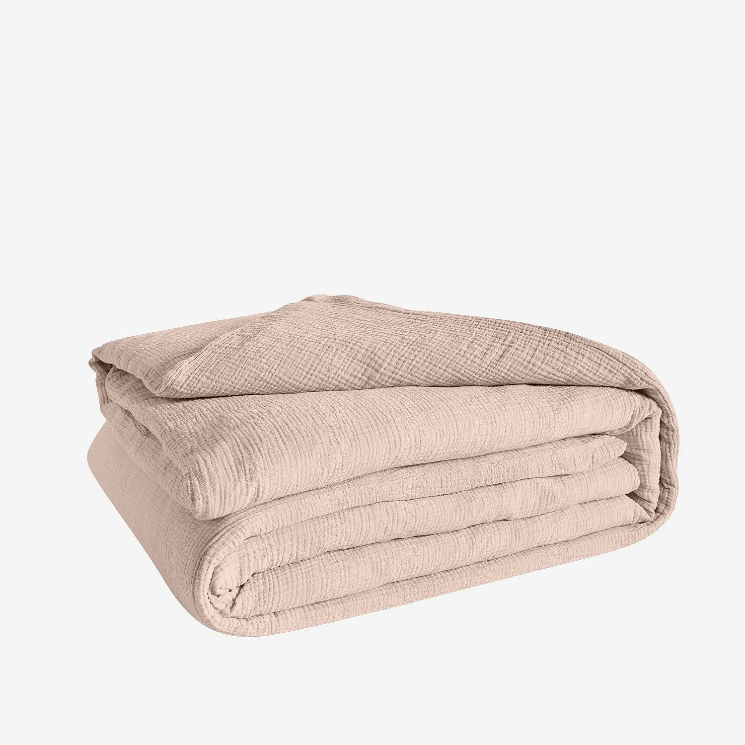 Housse de couette en double gaze de coton - 240 x 220 cm - Rose poudré - 6