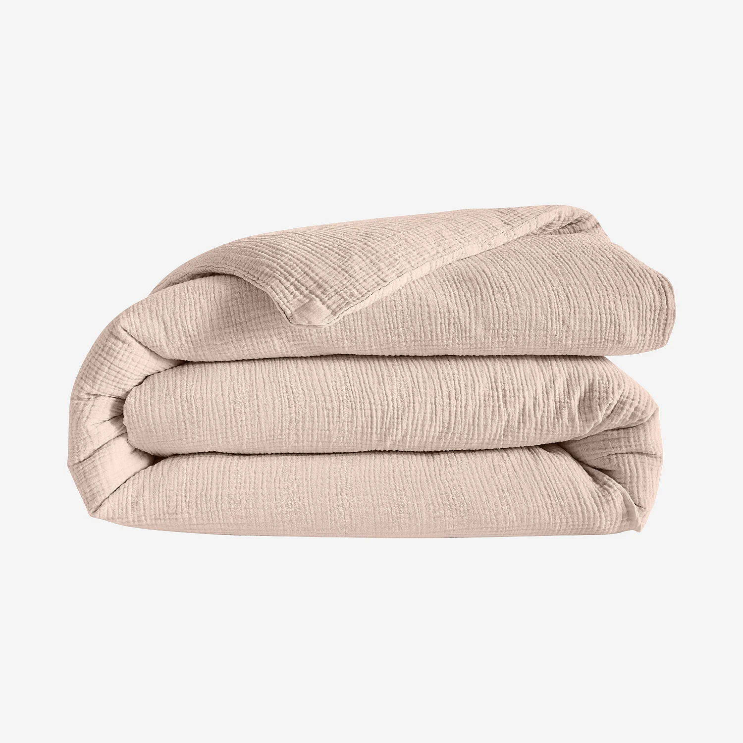 Housse de couette en double gaze de coton - 260 x 240 cm - Rose poudré - 2