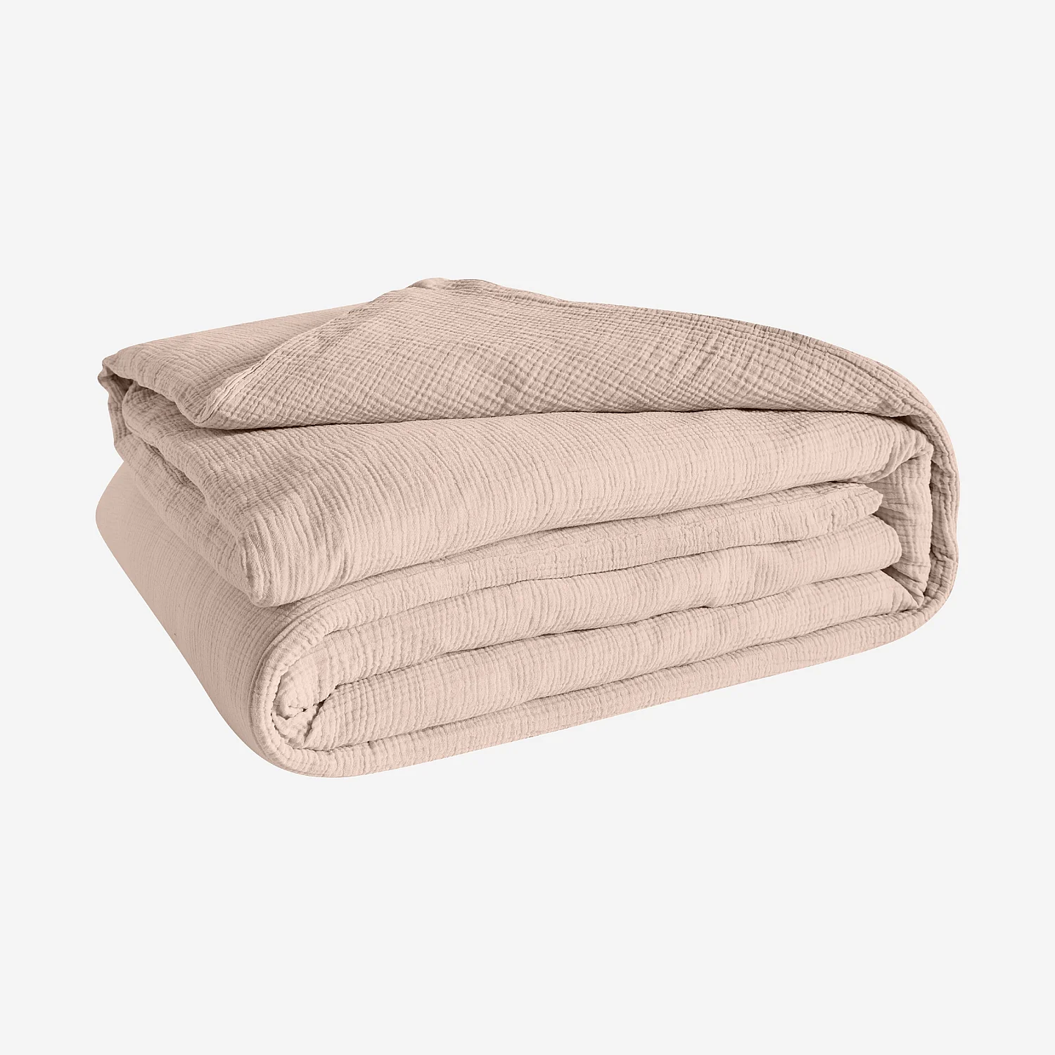 Housse de couette en double gaze de coton - 260 x 240 cm - Rose poudré - 6