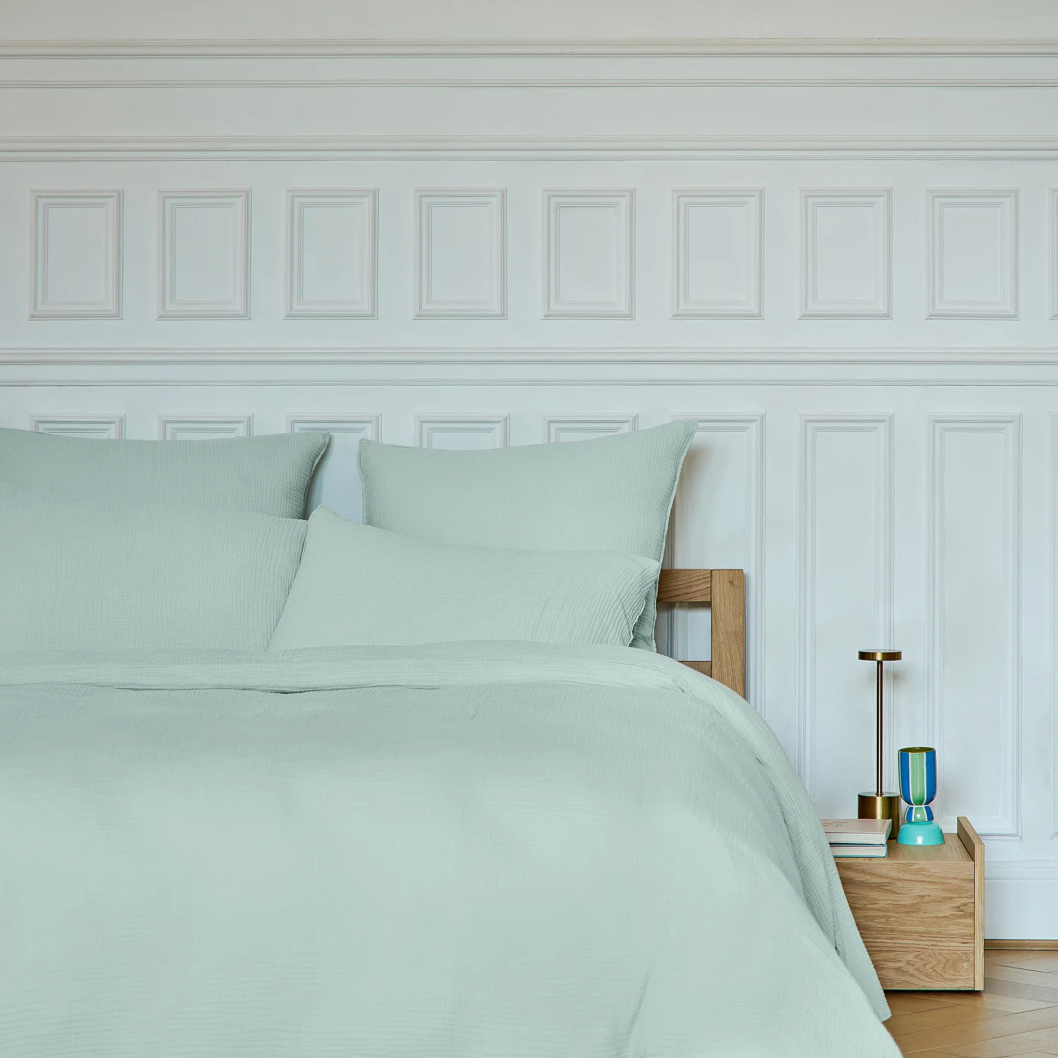 Housse de couette en double gaze de coton - 260 x 240 cm - Céladon - 7